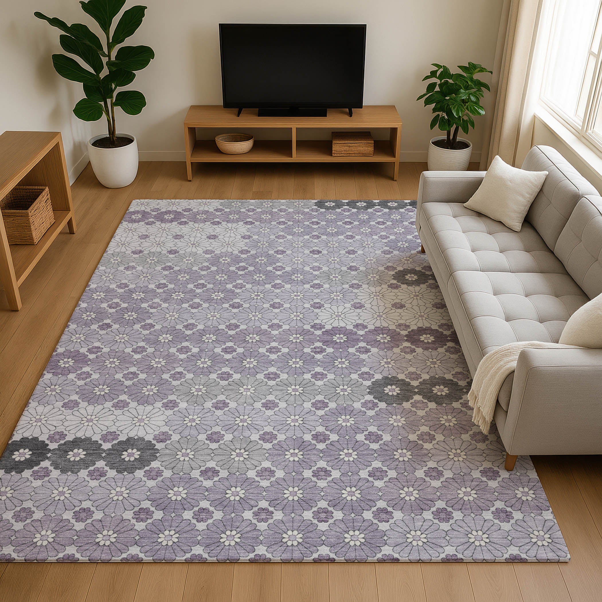 Baku Machine Washable Transitional Lavender Purple Rug 2'6" x 3'10" #shape_Rectangle