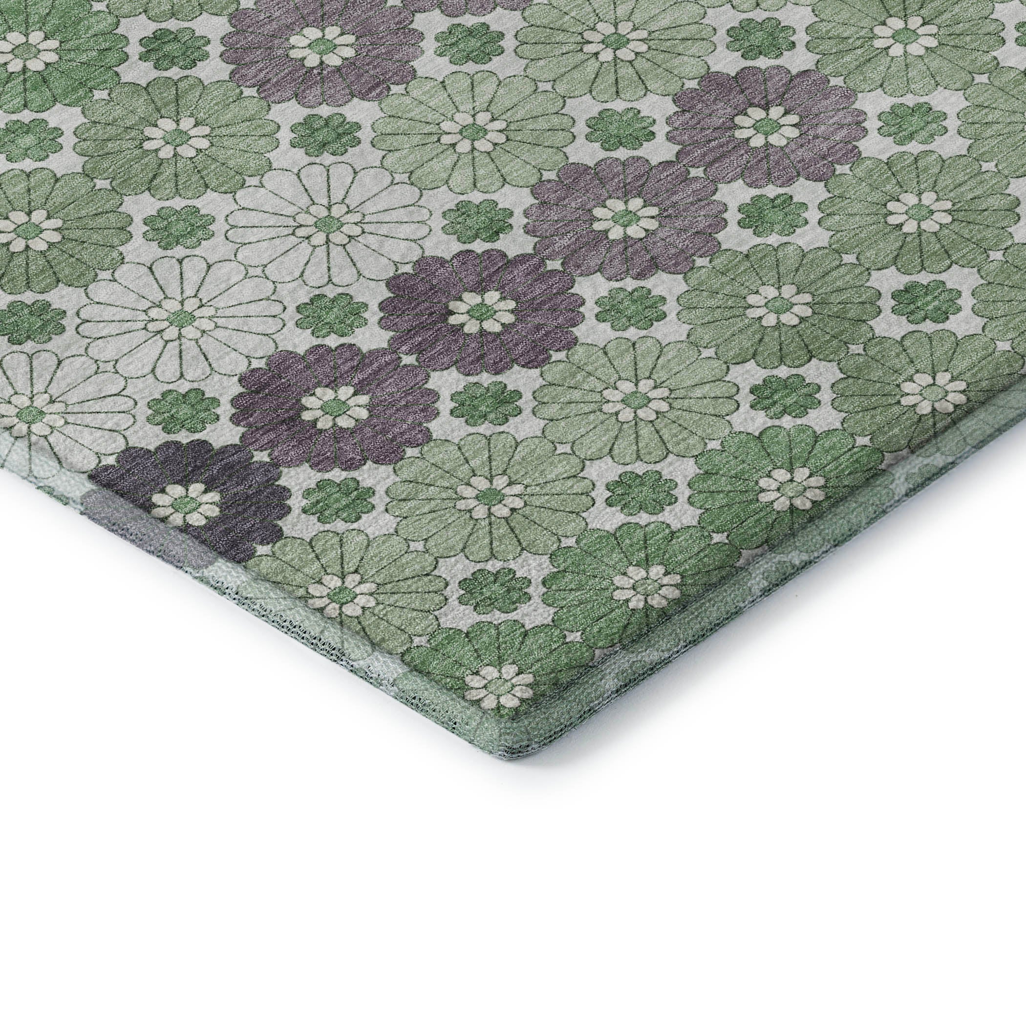 Baku Machine Washable Transitional Sage Green Rug 1'8" x 2'6" #shape_Rectangle