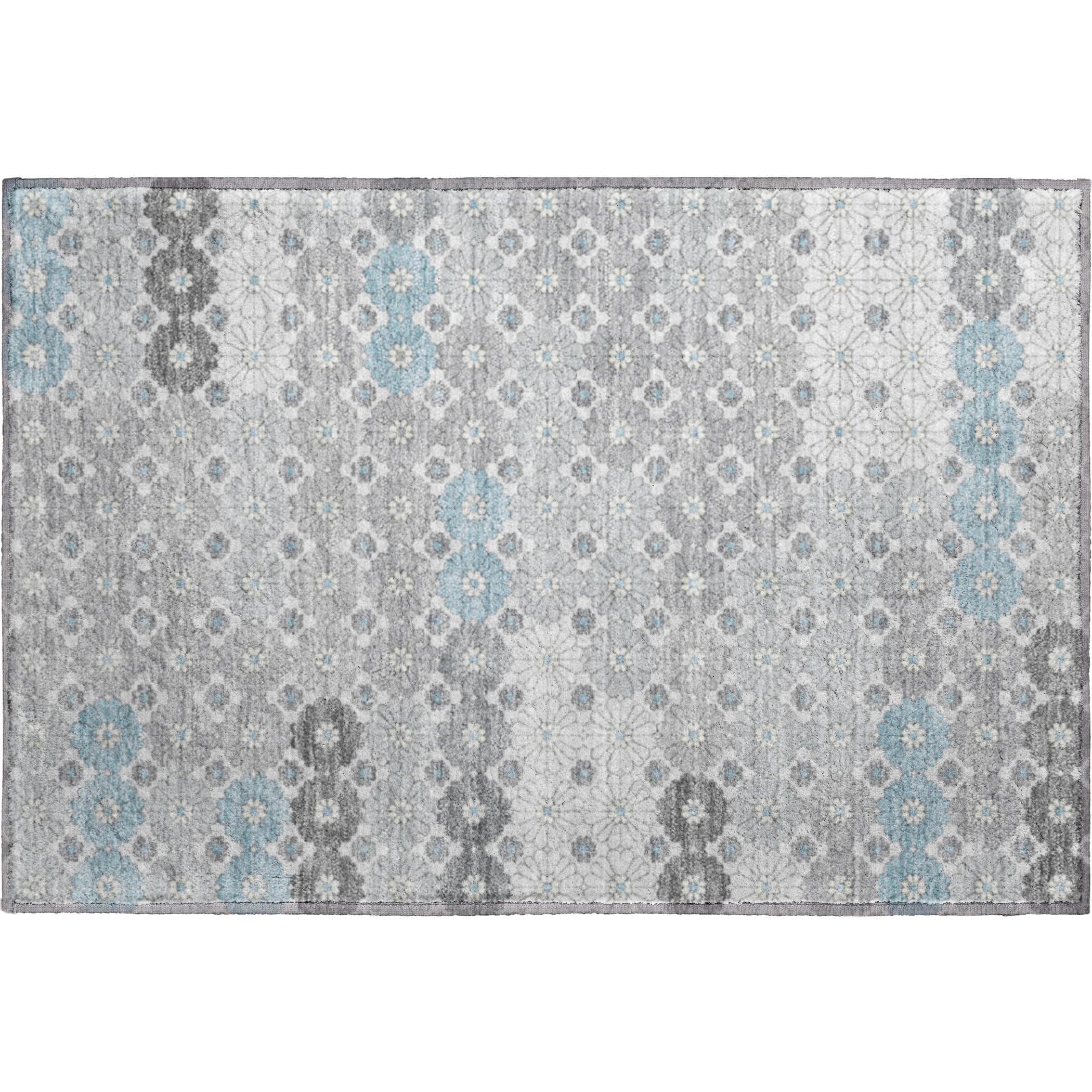 Baku Machine Washable Transitional Silver Gray Rug 1'8" x 2'6" #shape_Rectangle