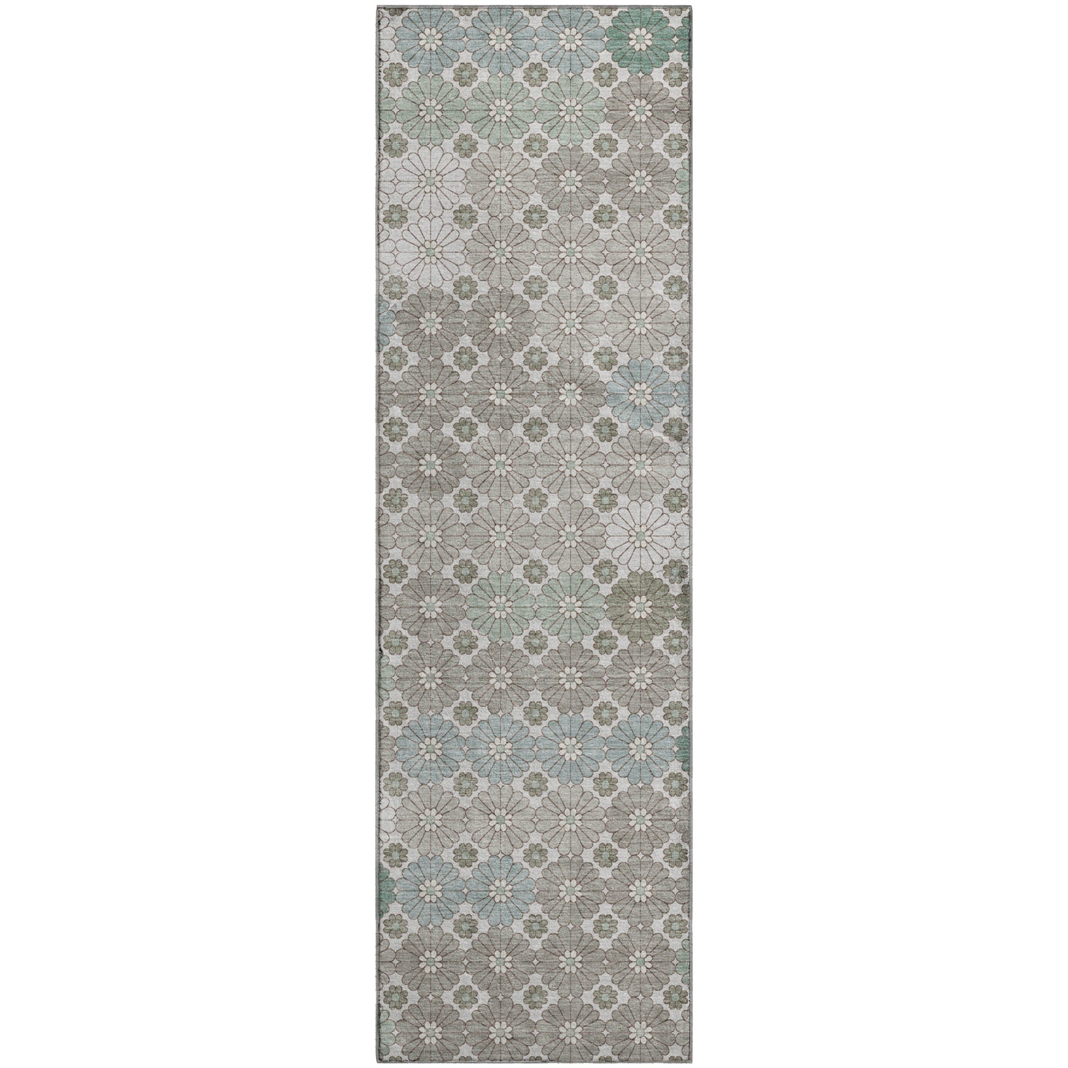 Baku Machine Washable Transitional Taupe Brown Rug 2'3" x 7'6" #shape_Runner