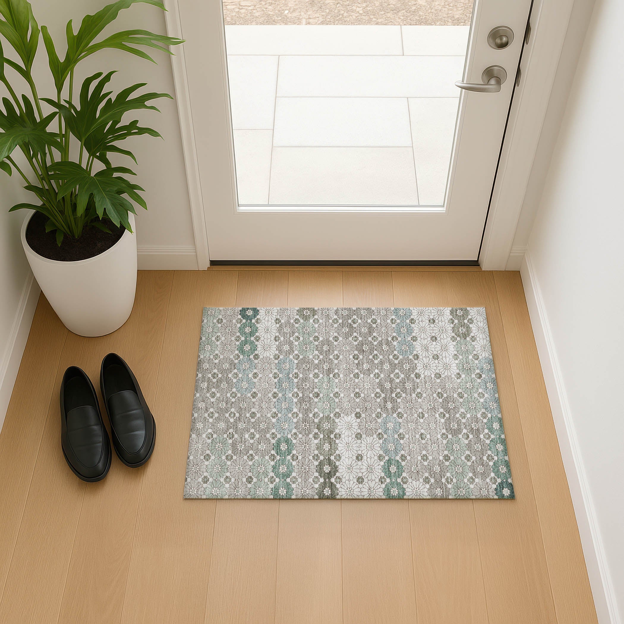 Baku Machine Washable Transitional Taupe Brown Rug 1'8" x 2'6" #shape_Rectangle