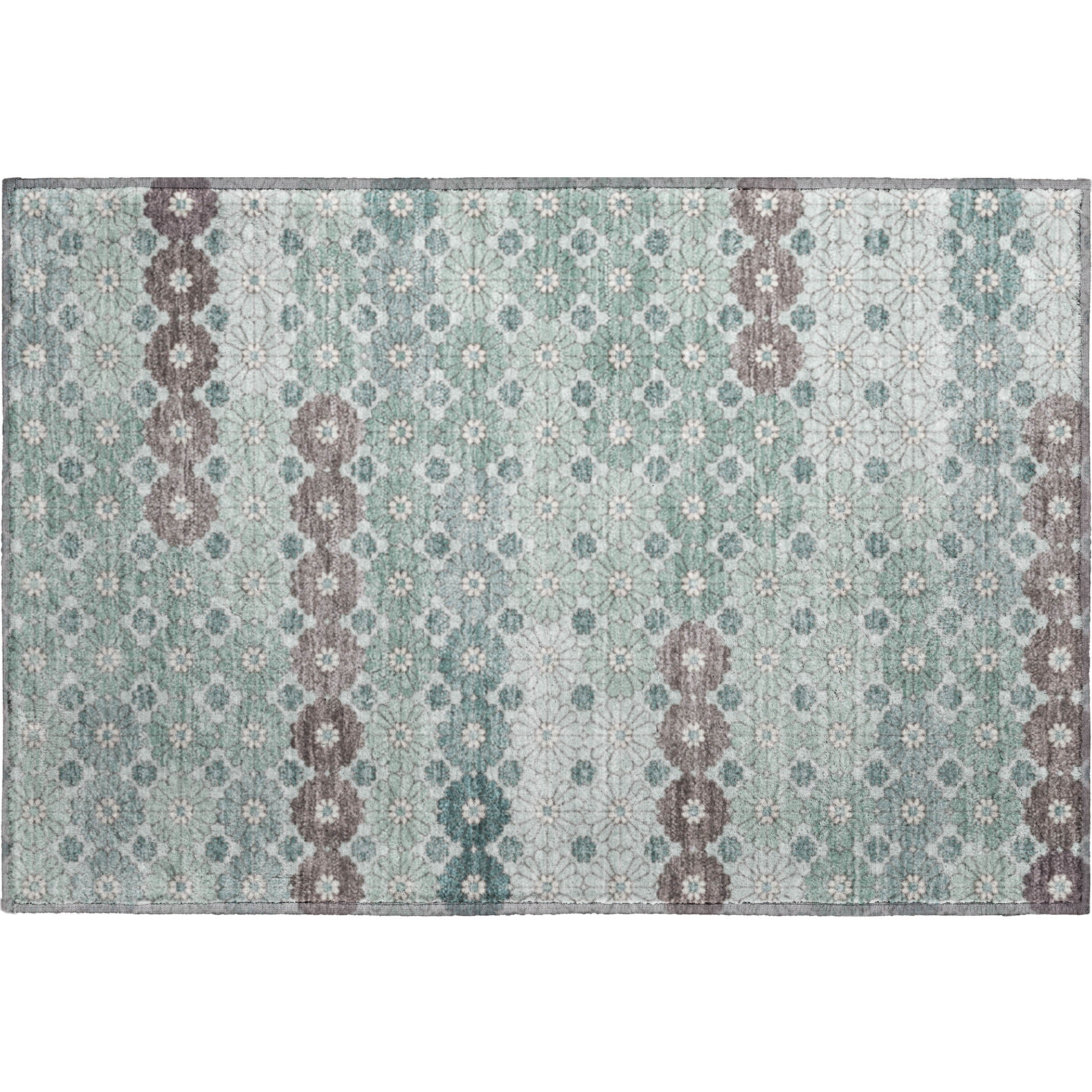 Baku Machine Washable Transitional Teal Rug 1'8" x 2'6" #shape_Rectangle