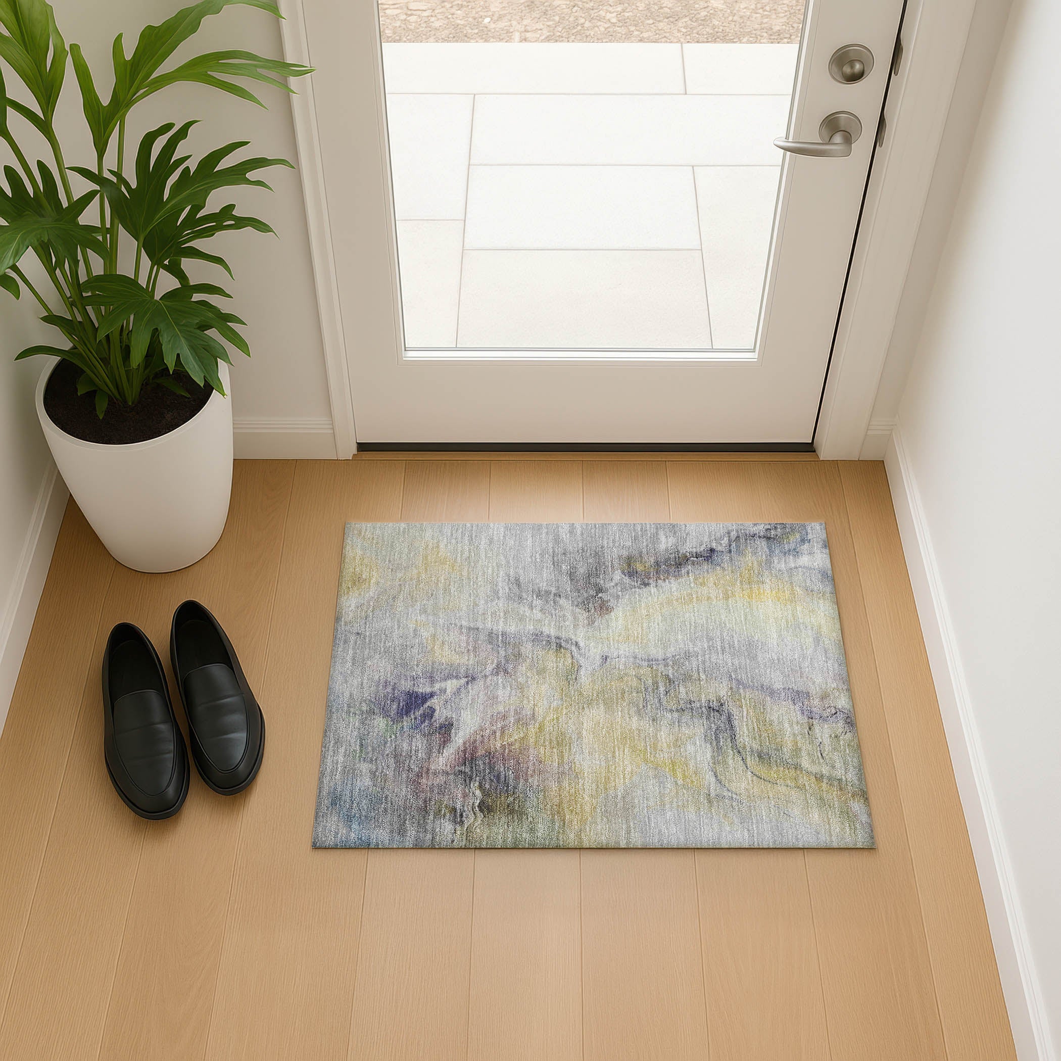 Oslo Machine Washable Transitional Gold Rug 1'8" x 2'6" #shape_Rectangle
