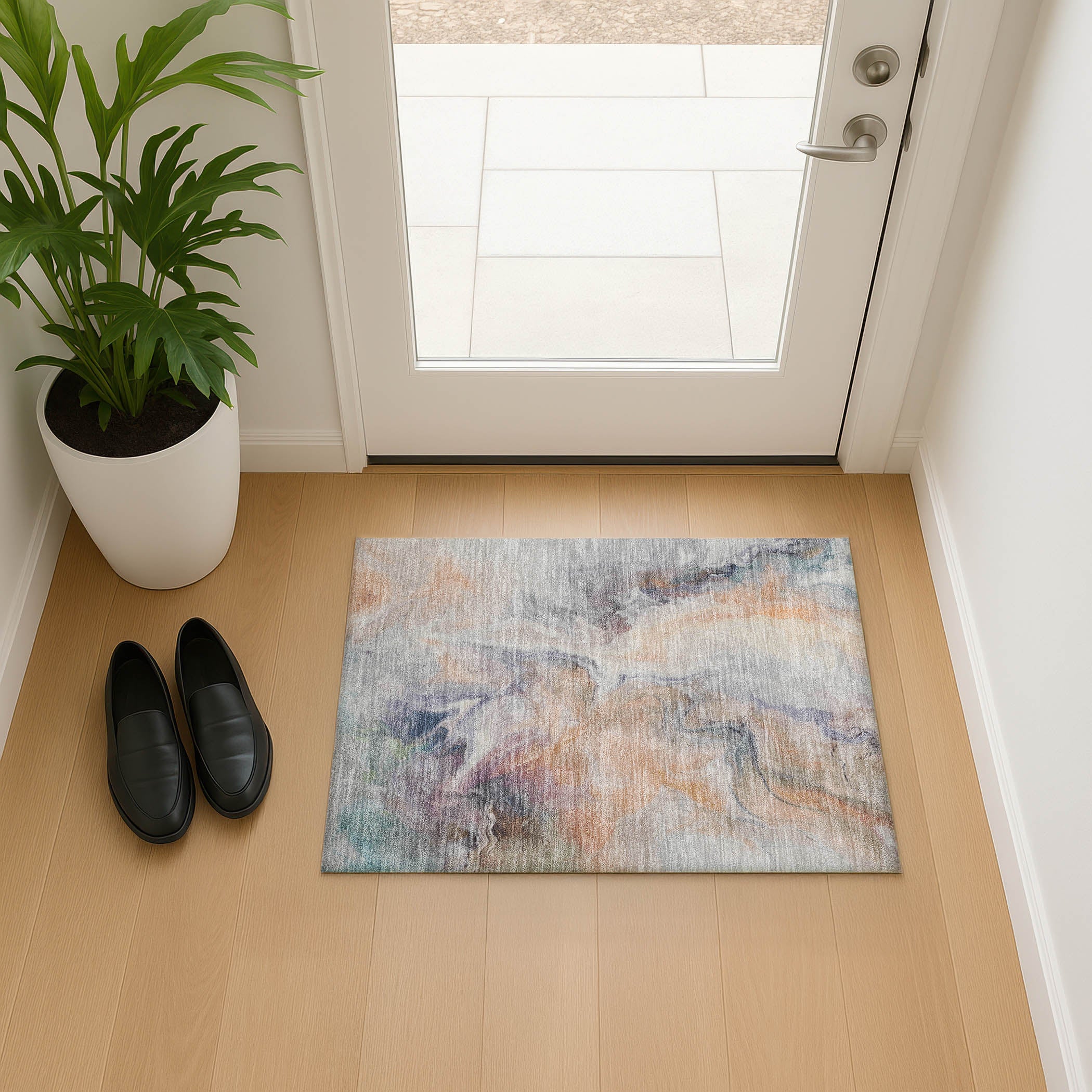 Oslo Machine Washable Transitional Linen Ivory Rug 1'8" x 2'6" #shape_Rectangle