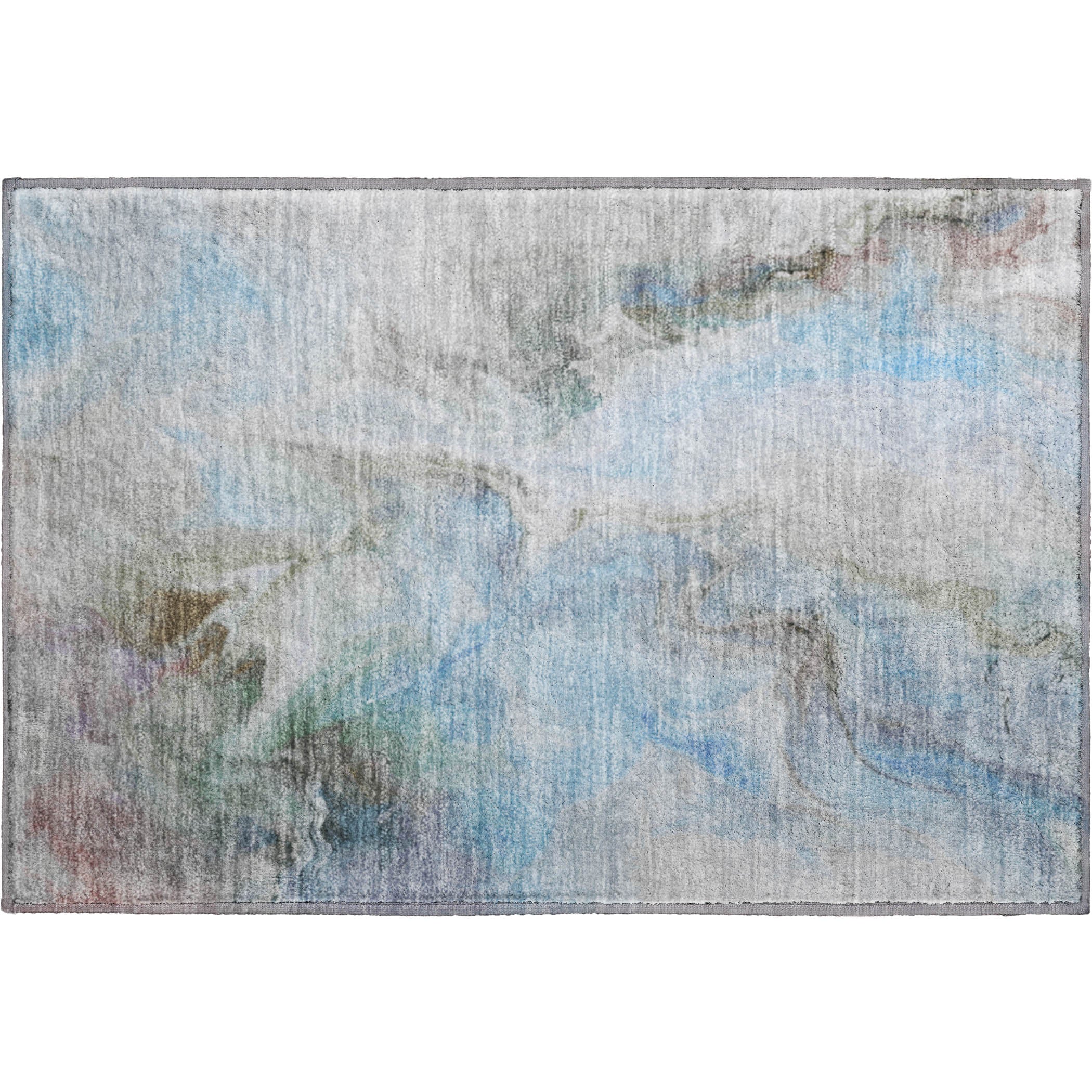 Oslo Machine Washable Transitional Sky Blue Rug 1'8" x 2'6" #shape_Rectangle
