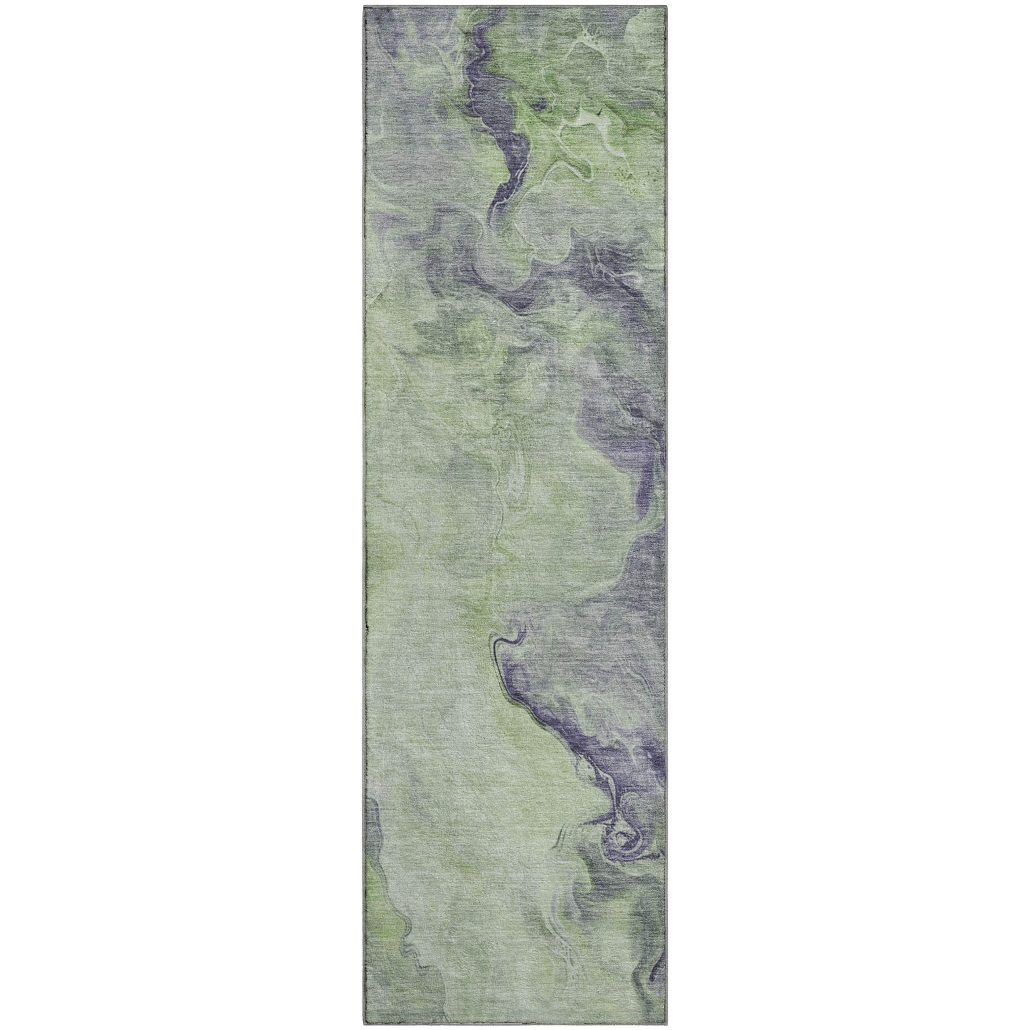 Lisbon Machine Washable Transitional Aloe Green Rug 2'3" x 7'6" #shape_Runner