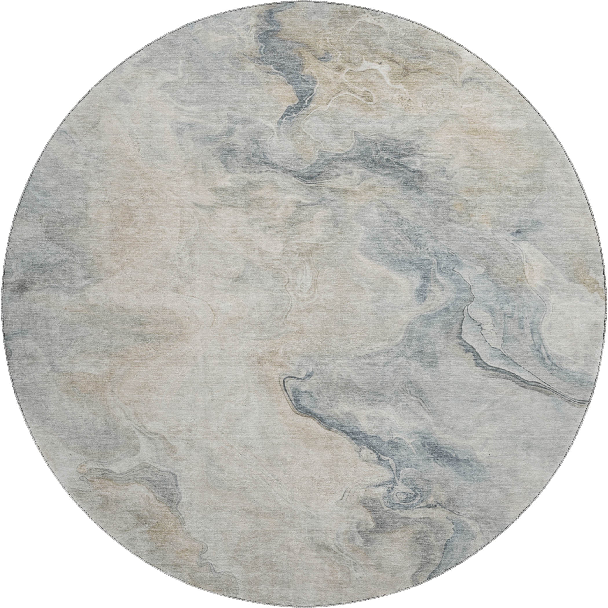 Lisbon Machine Washable Transitional Beige Brown Rug 8' x 8' #shape_Round
