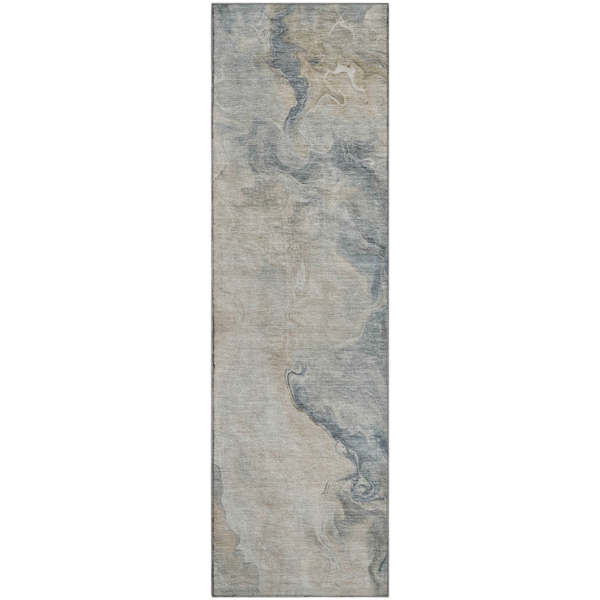 Lisbon Machine Washable Transitional Beige Brown Rug 2'3" x 7'6" #shape_Runner