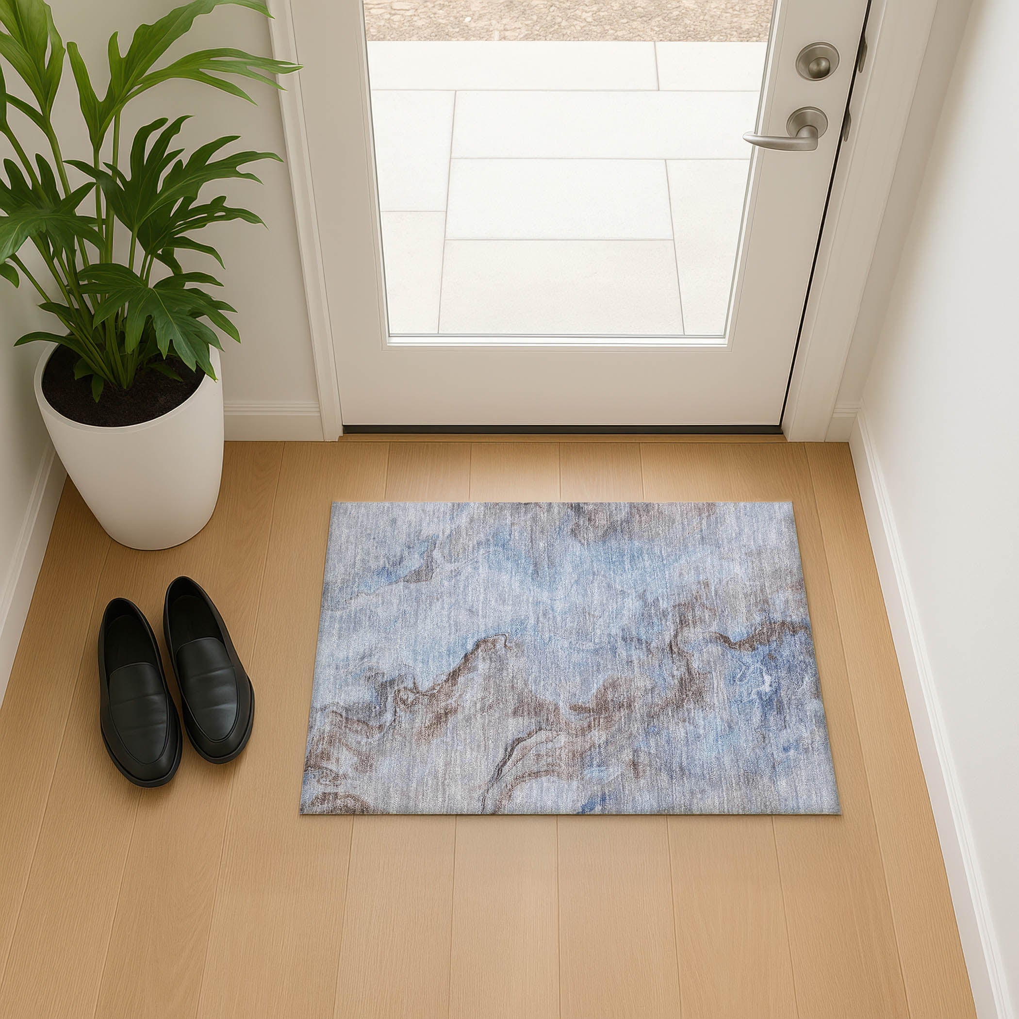 Lisbon Machine Washable Transitional Blue Rug 1'8" x 2'6" #shape_Rectangle