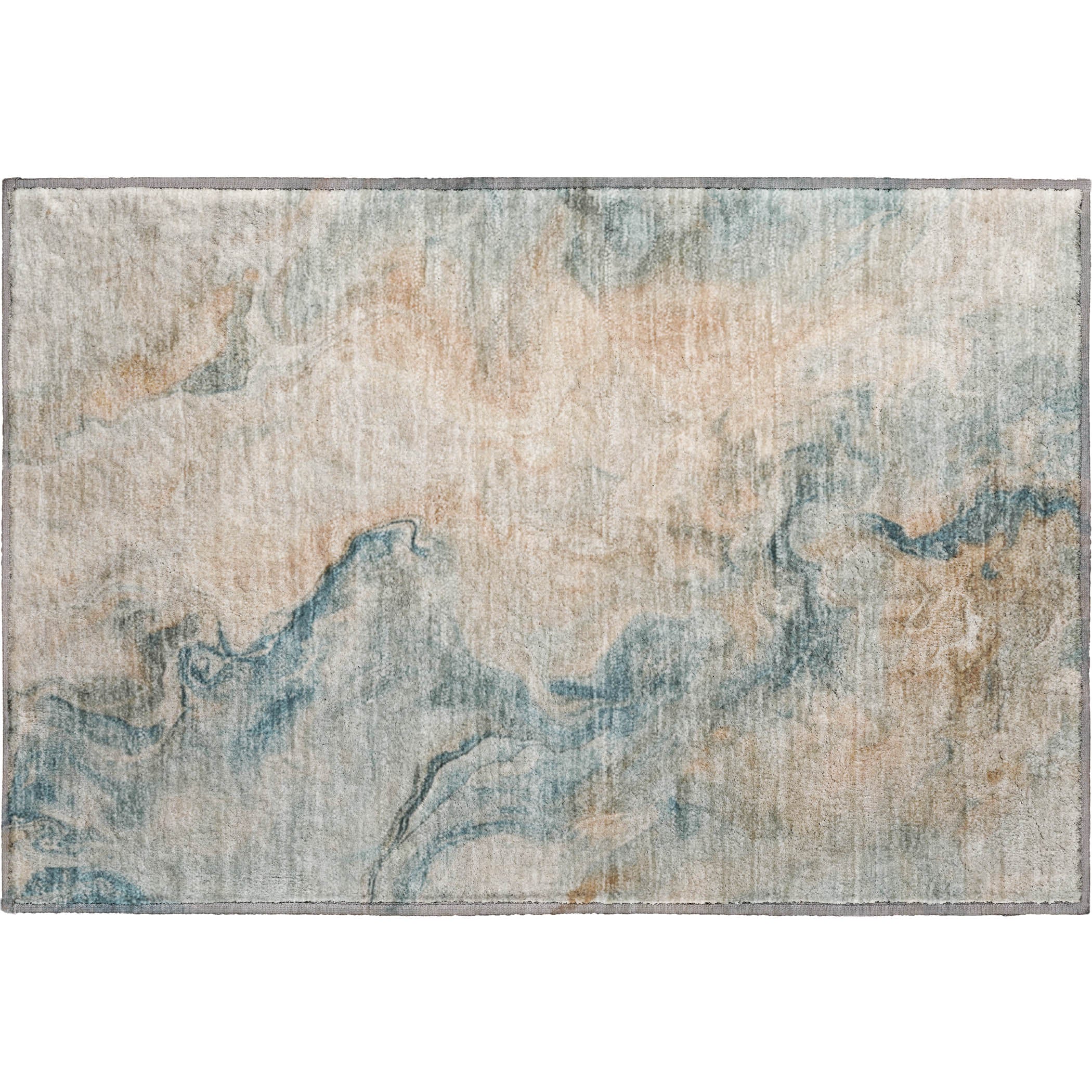Lisbon Machine Washable Transitional Teal Rug 1'8" x 2'6" #shape_Rectangle