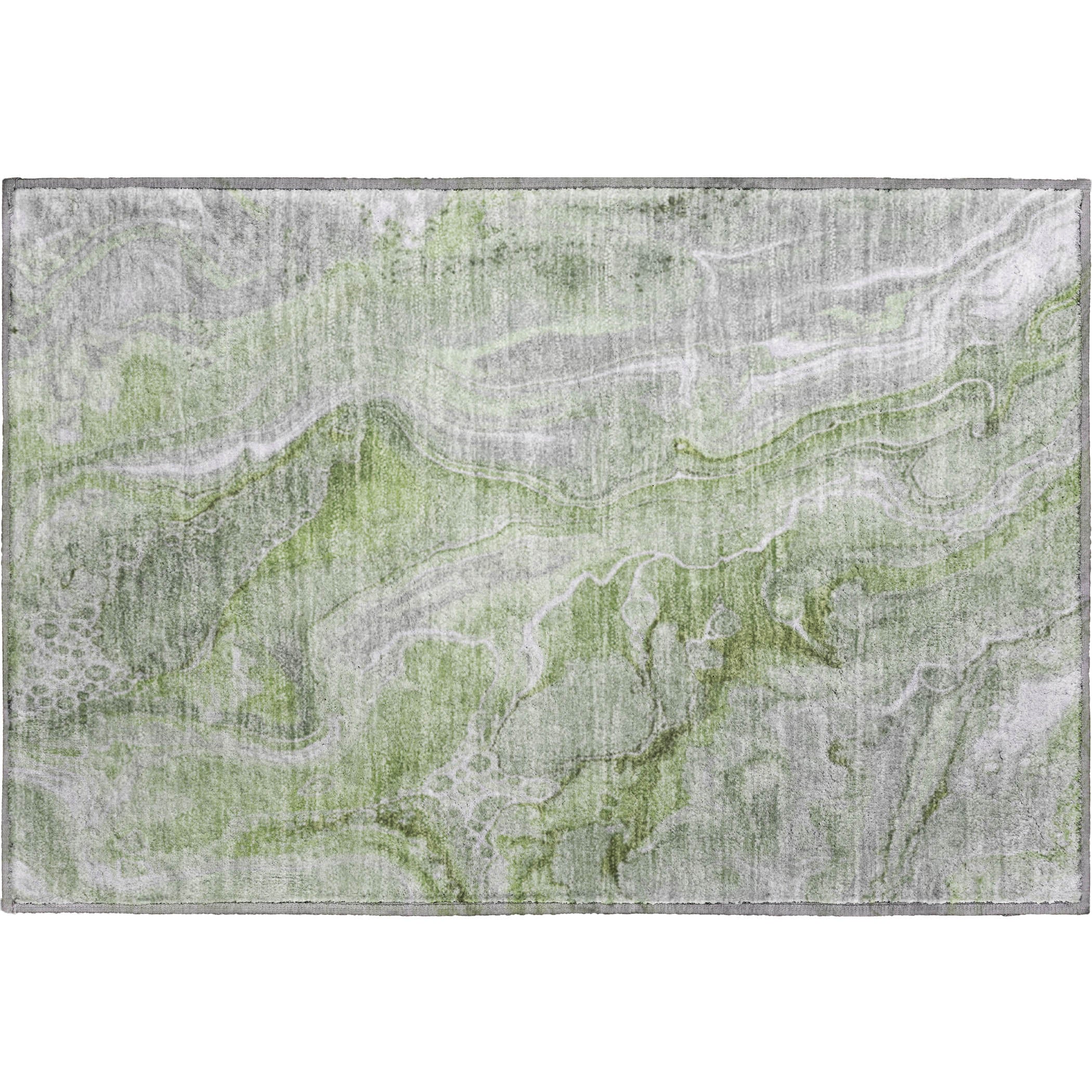 Kotor Machine Washable Transitional Aloe Green Rug 1'8" x 2'6" #shape_Rectangle
