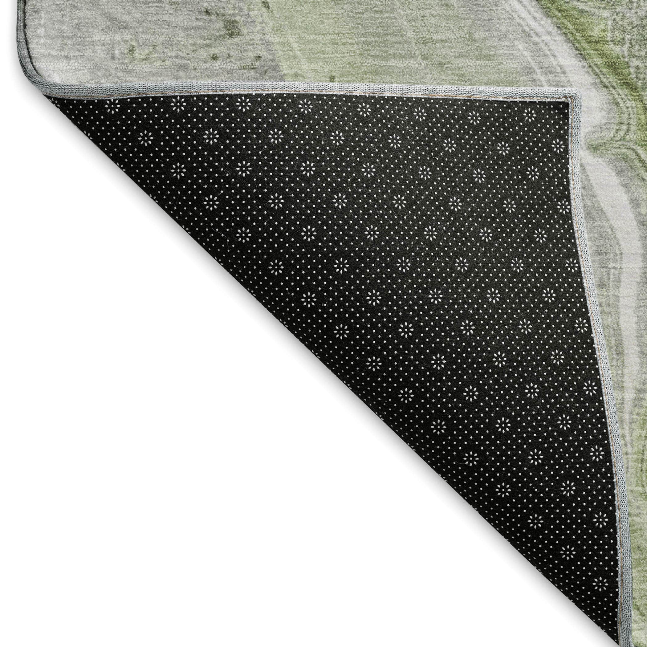 Kotor Machine Washable Transitional Aloe Green Rug 1'8" x 2'6" #shape_Rectangle