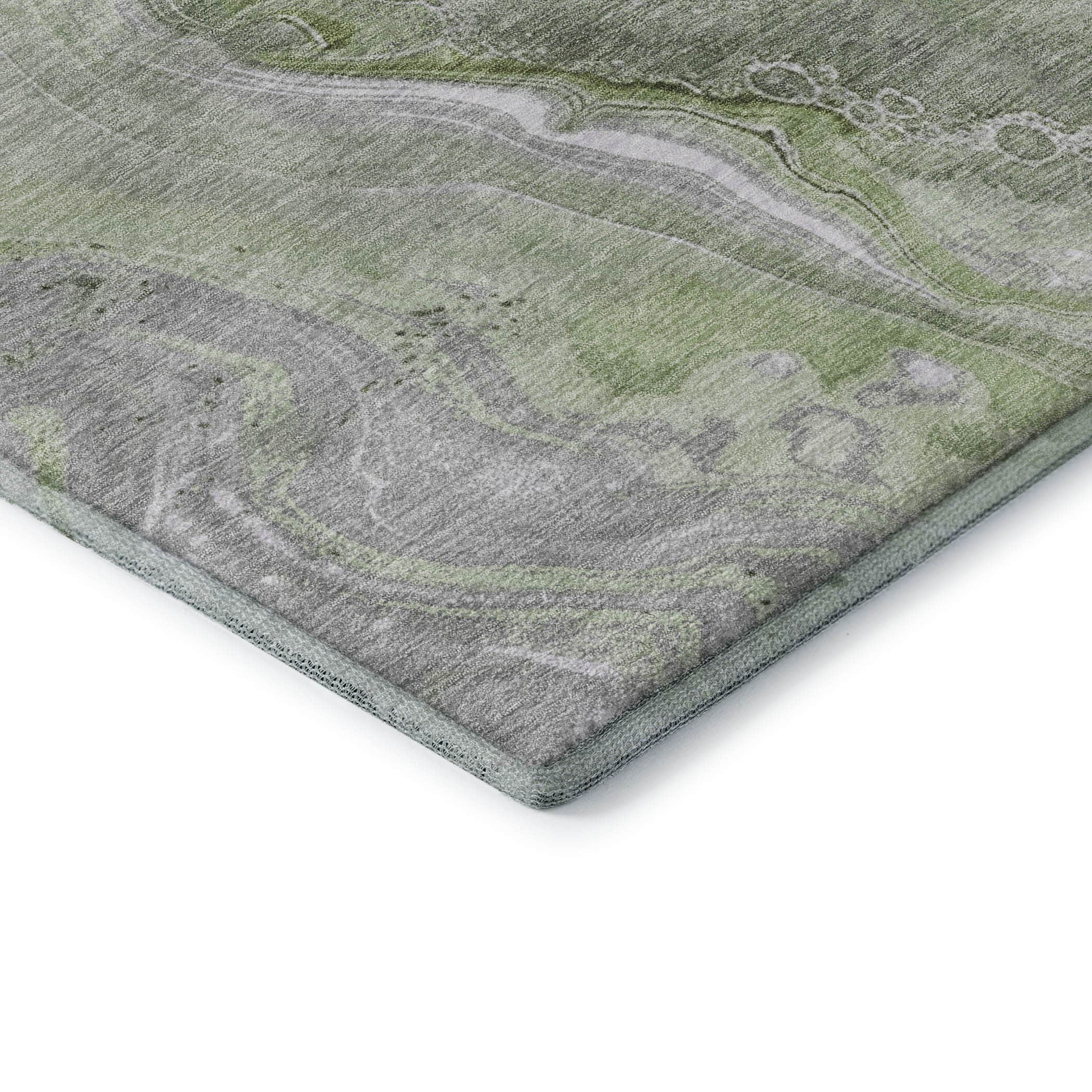 Kotor Machine Washable Transitional Aloe Green Rug 1'8" x 2'6" #shape_Rectangle