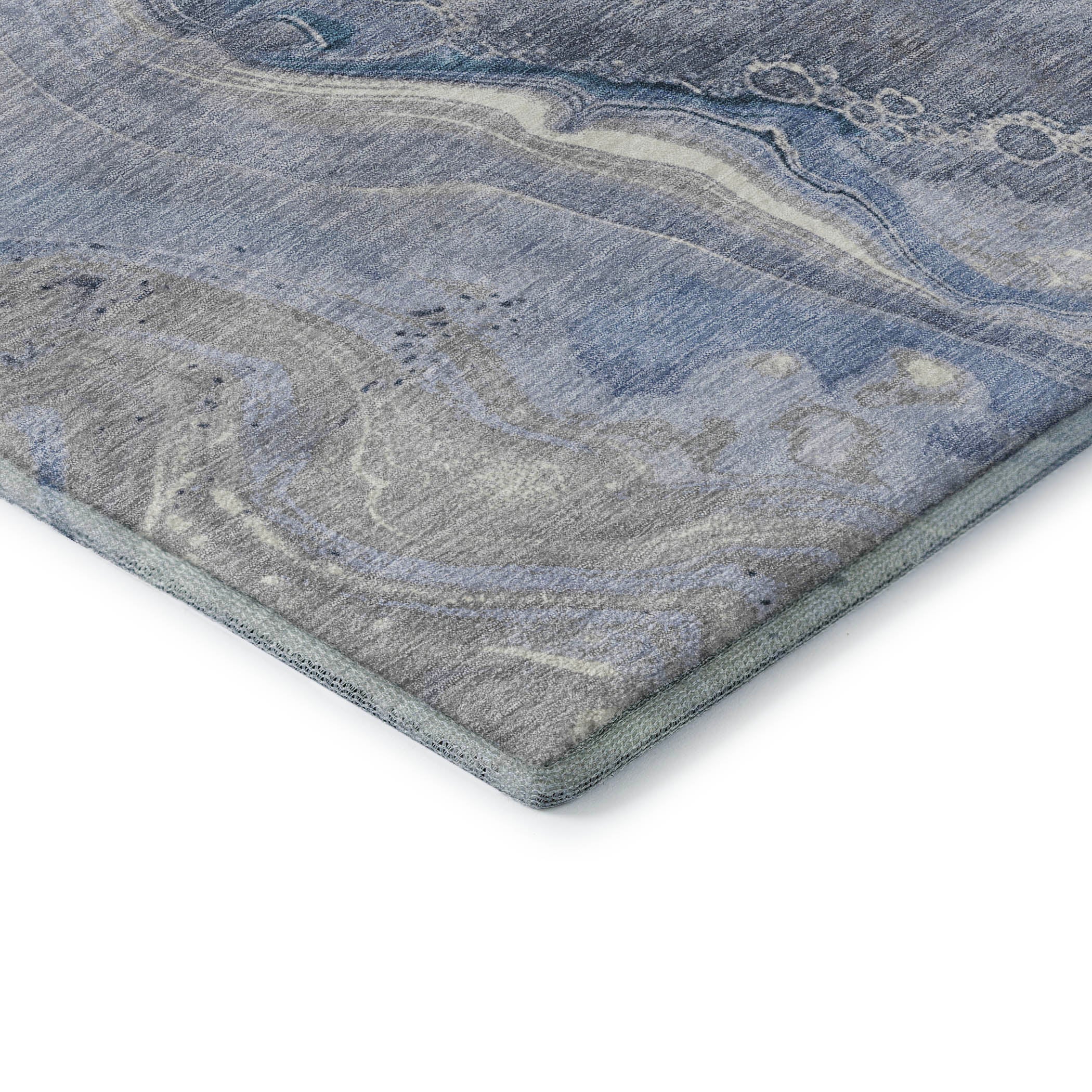Kotor Machine Washable Transitional Denim Blue Rug 1'8" x 2'6" #shape_Rectangle
