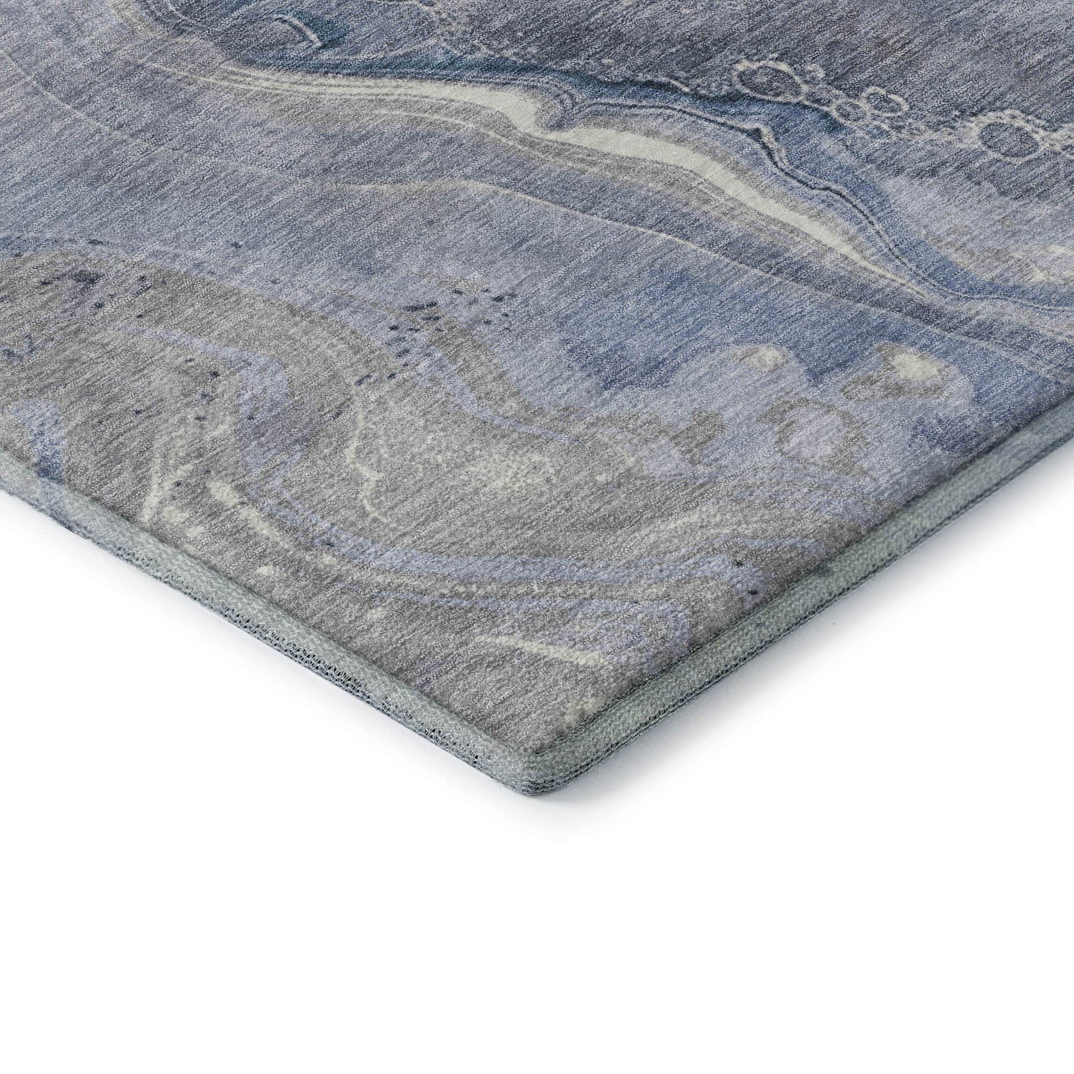 Kotor Machine Washable Transitional Denim Blue Rug 1'8" x 2'6" #shape_Rectangle