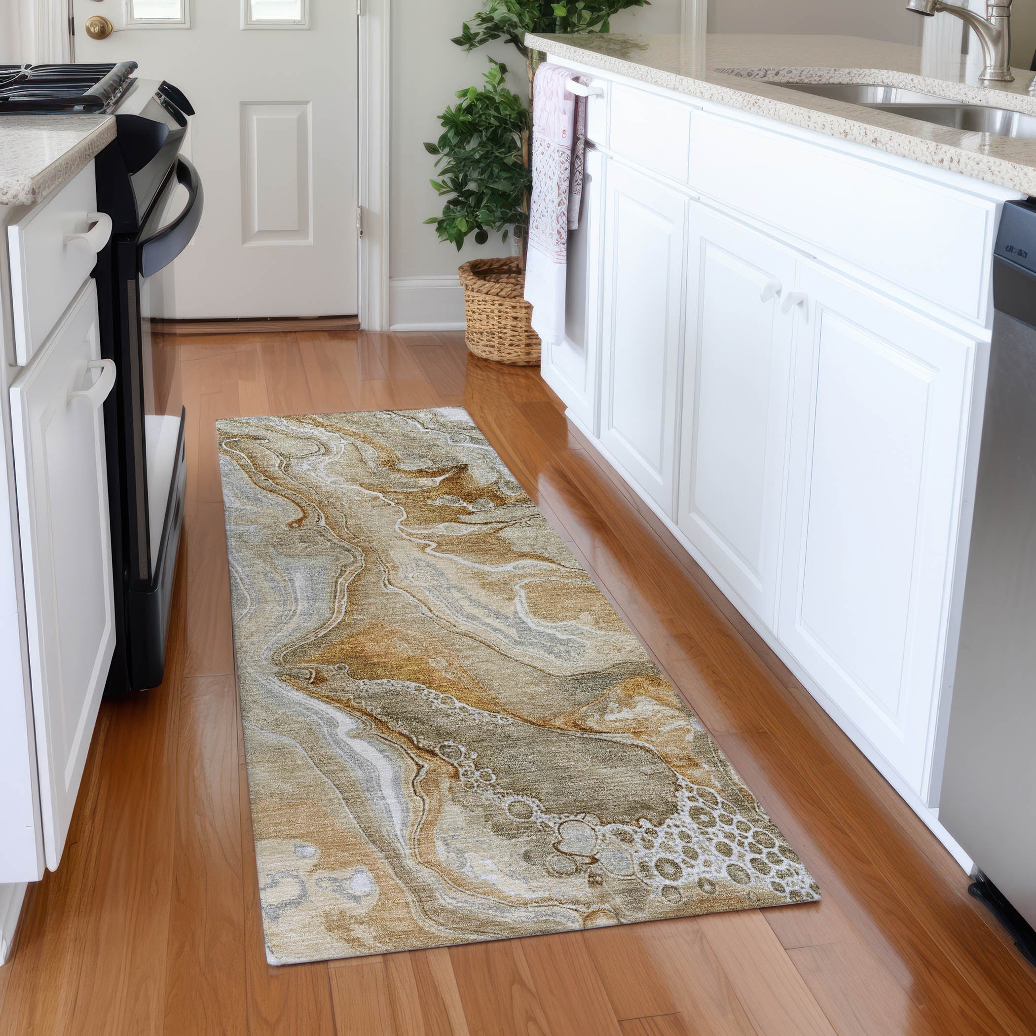 Kotor Machine Washable Transitional Pewter Gray Rug 2'3" x 7'6" #shape_Runner