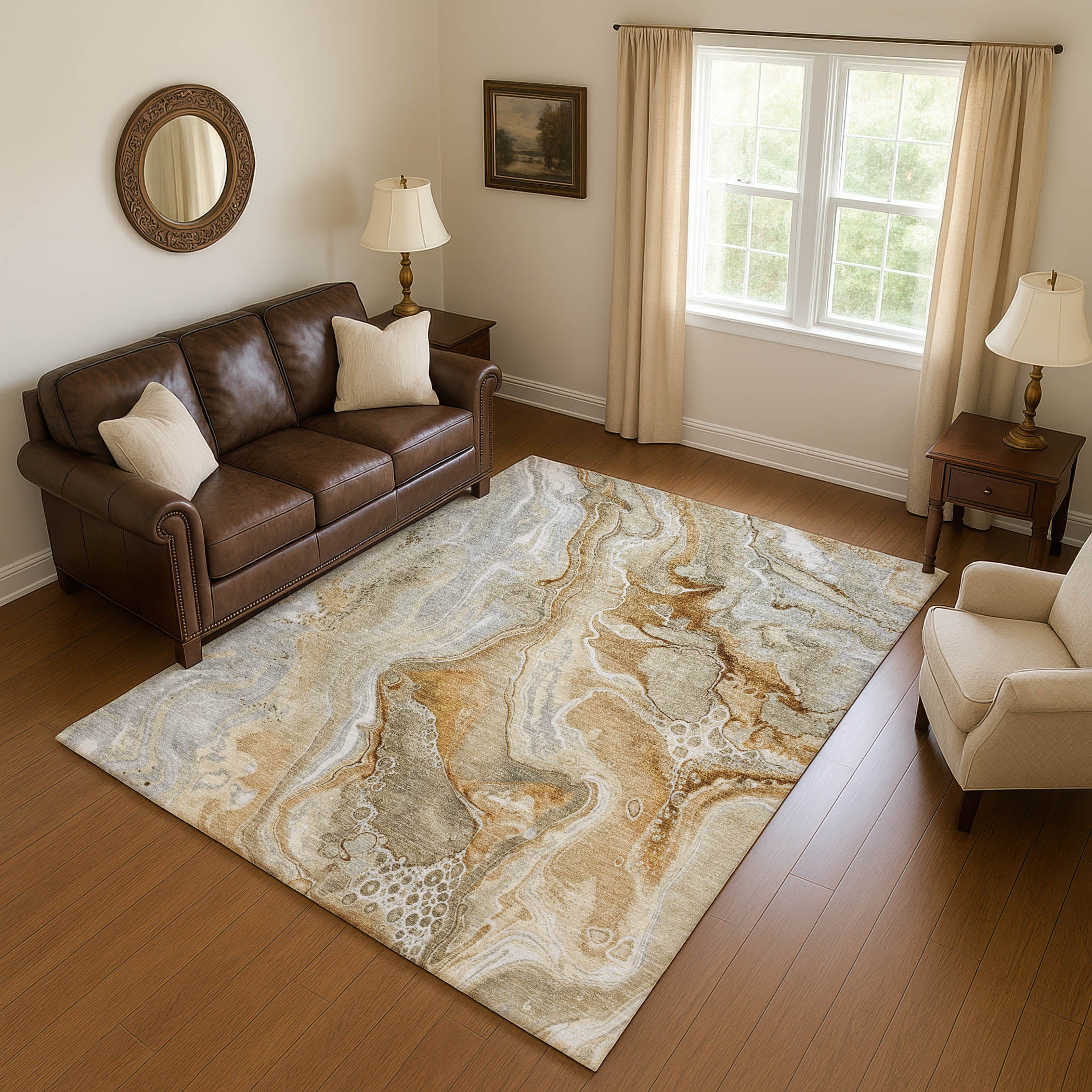 Kotor Machine Washable Transitional Pewter Gray Rug 2'6" x 3'10" #shape_Rectangle
