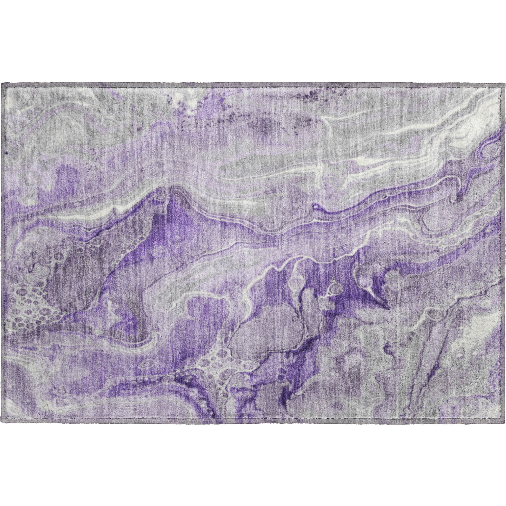 Kotor Machine Washable Transitional Purple Rug 1'8" x 2'6" #shape_Rectangle