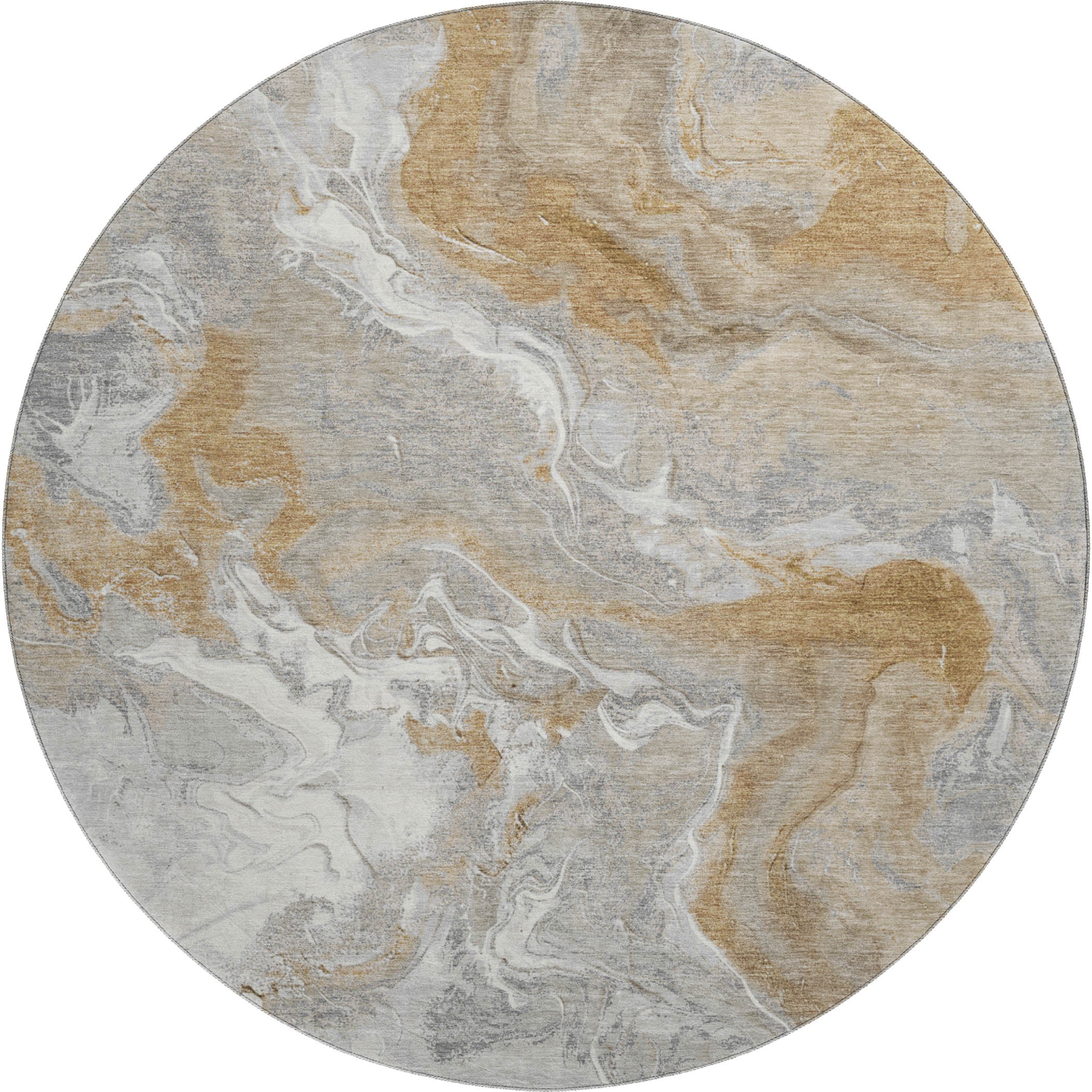 Sarajevo Machine Washable Transitional Graphite Gray Rug 8' x 8' #shape_Round