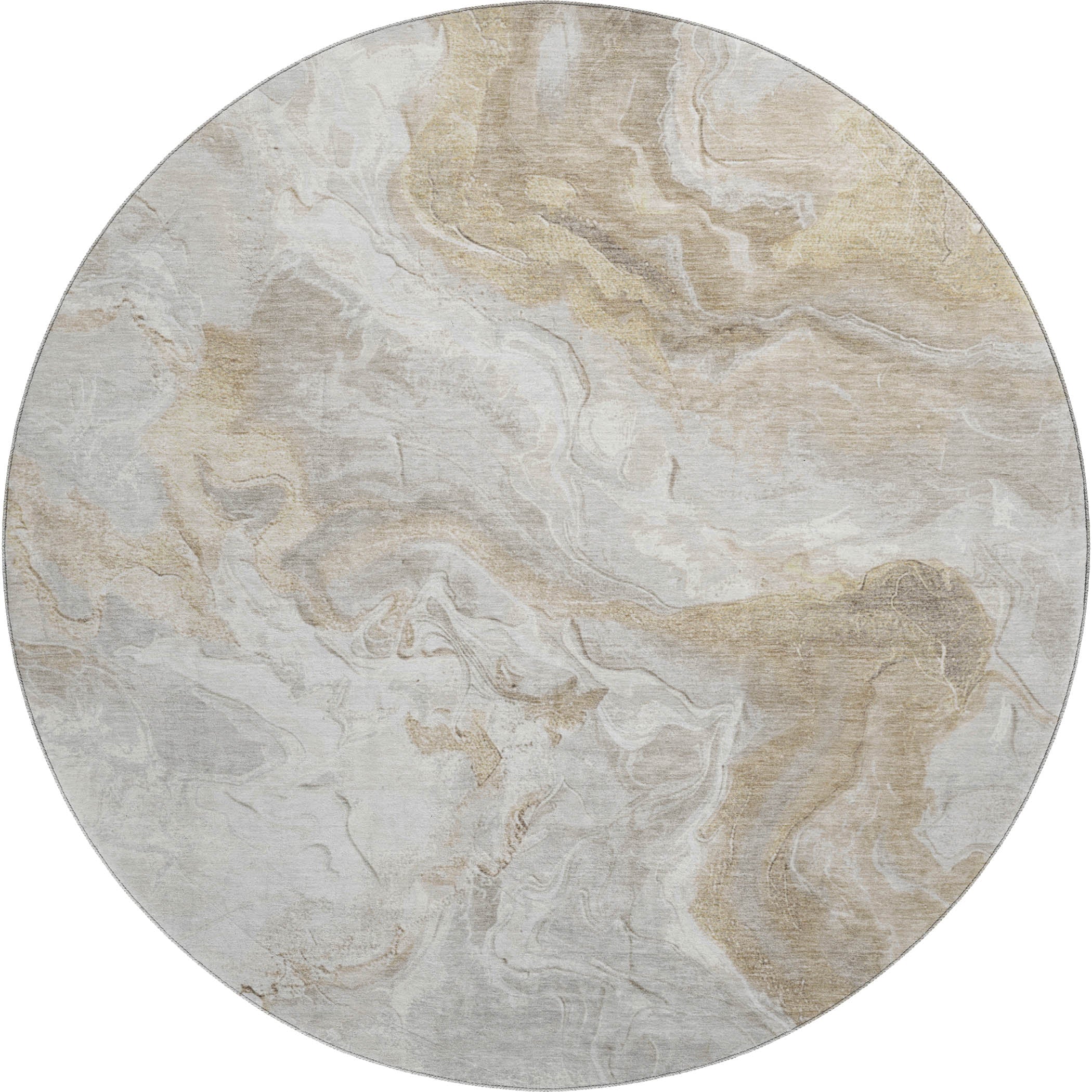 Sarajevo Machine Washable Transitional Ivory Rug 8' x 8' #shape_Round