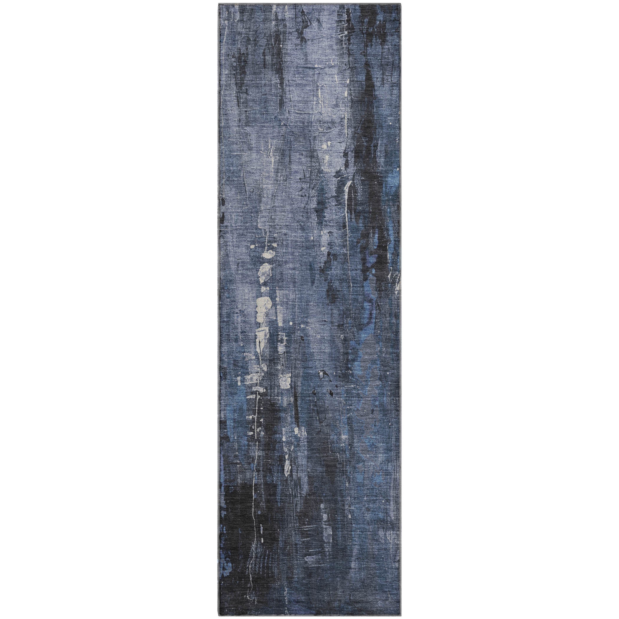 Mdina Machine Washable Transitional Blue Rug 2'3" x 7'6" #shape_Runner