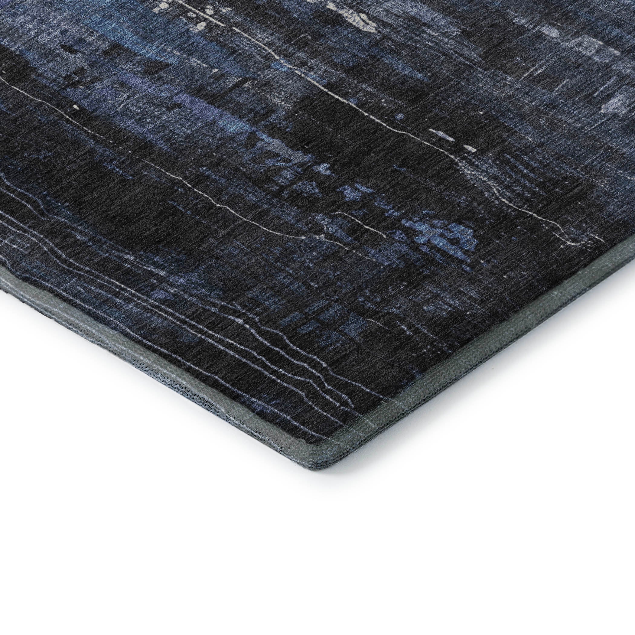 Mdina Machine Washable Transitional Blue Rug 1'8" x 2'6" #shape_Rectangle