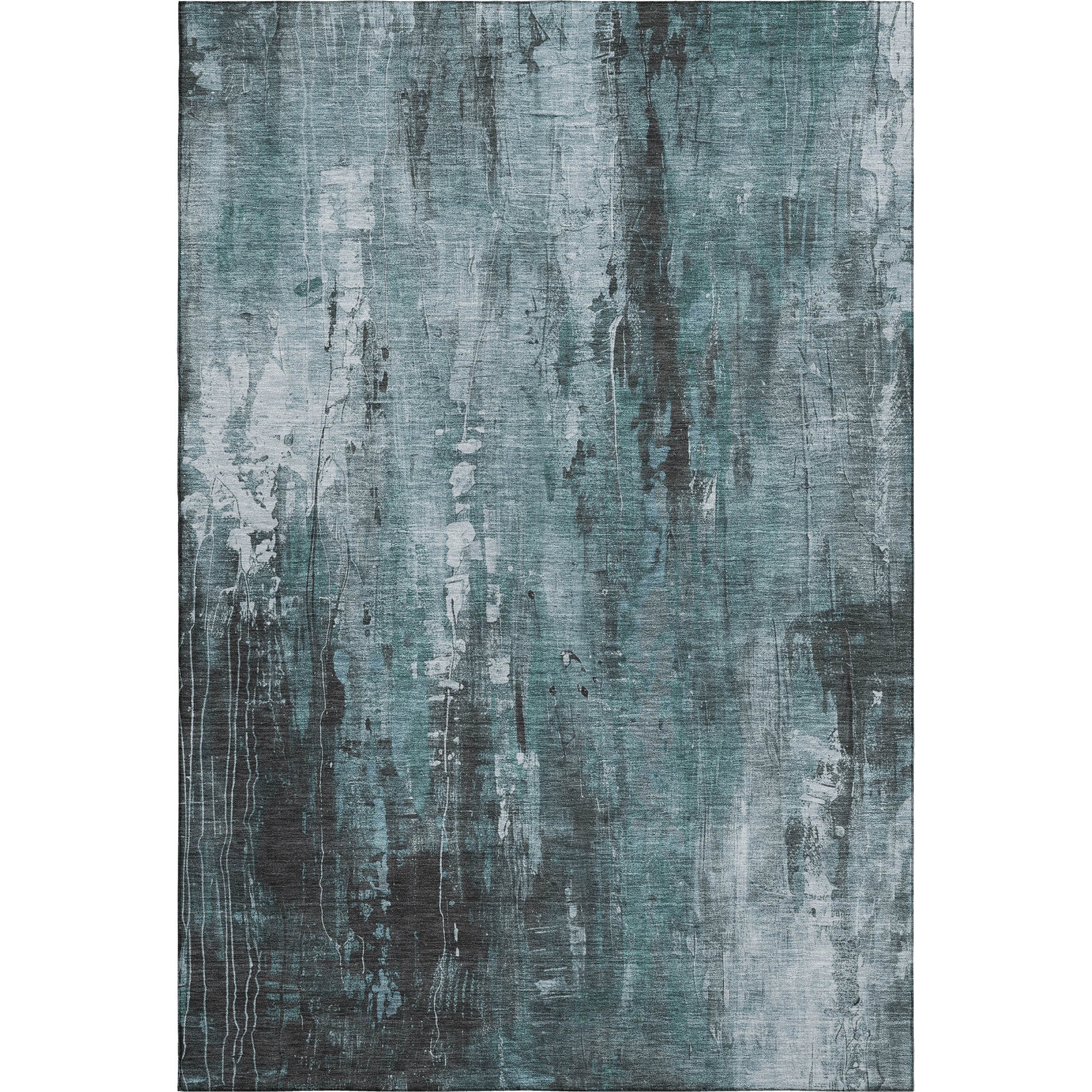 Mdina Machine Washable Transitional Teal Rug 2'6" x 3'10" #shape_Rectangle