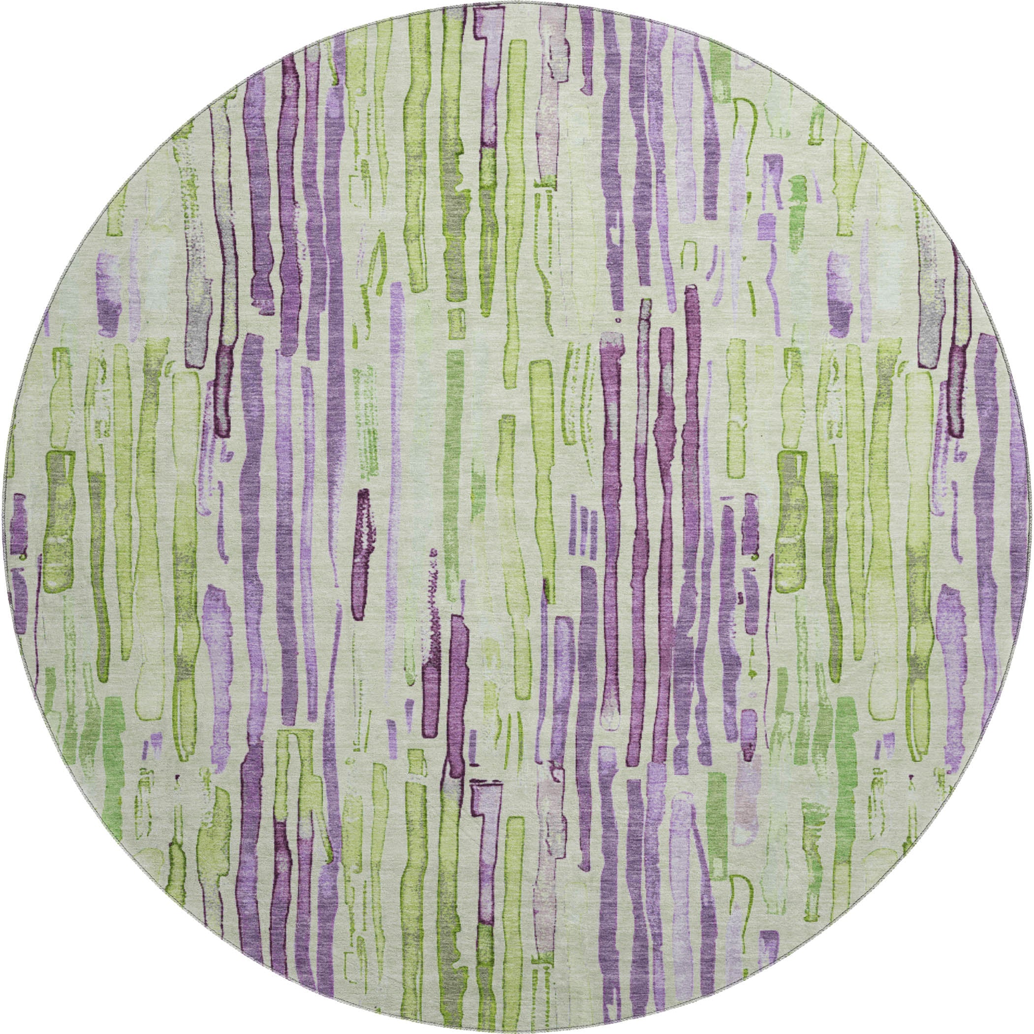 Prague Machine Washable Transitional Aloe Green Rug 8' x 8' #shape_Round