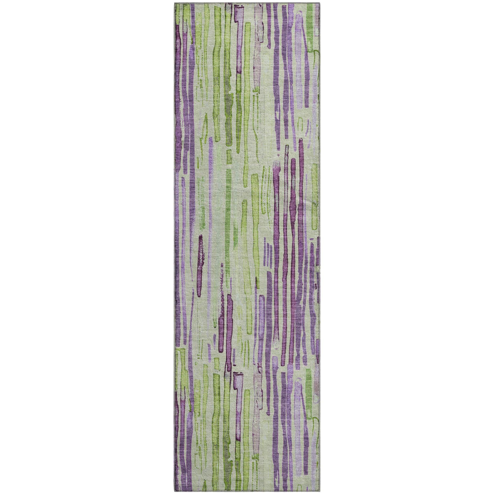 Prague Machine Washable Transitional Aloe Green Rug 2'3" x 7'6" #shape_Runner