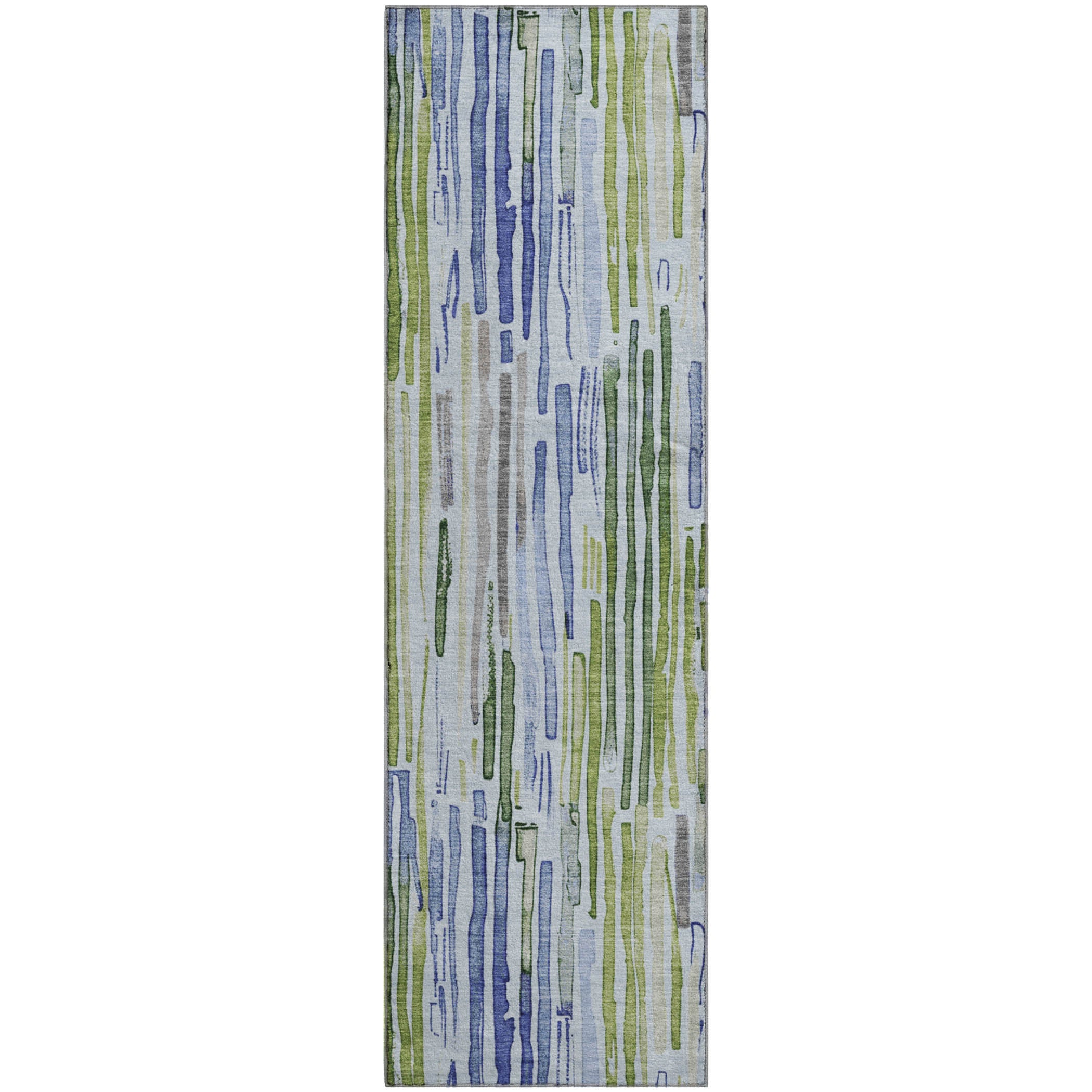 Prague Machine Washable Transitional Sky Blue Rug 2'3" x 7'6" #shape_Runner