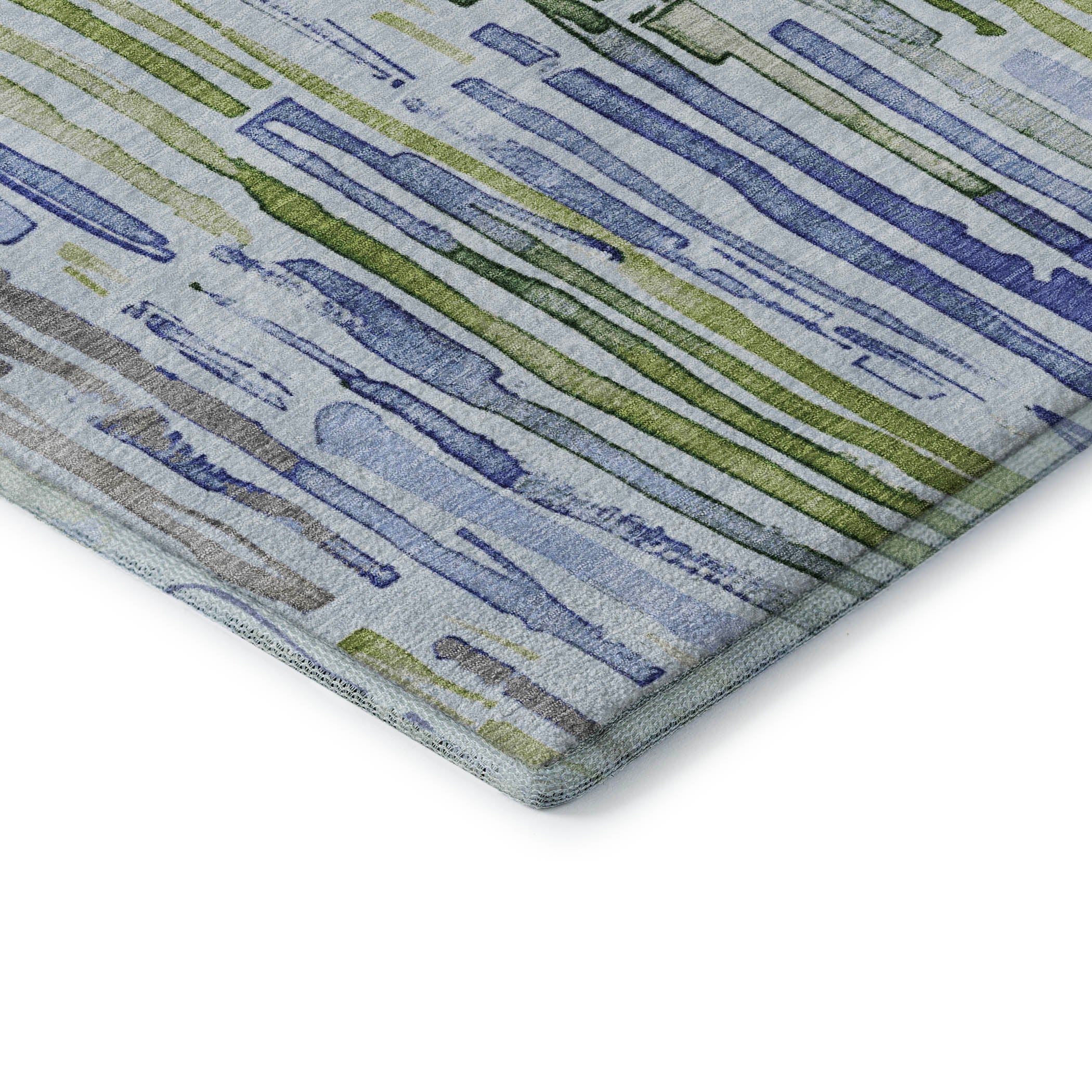Prague Machine Washable Transitional Sky Blue Rug 1'8" x 2'6" #shape_Rectangle