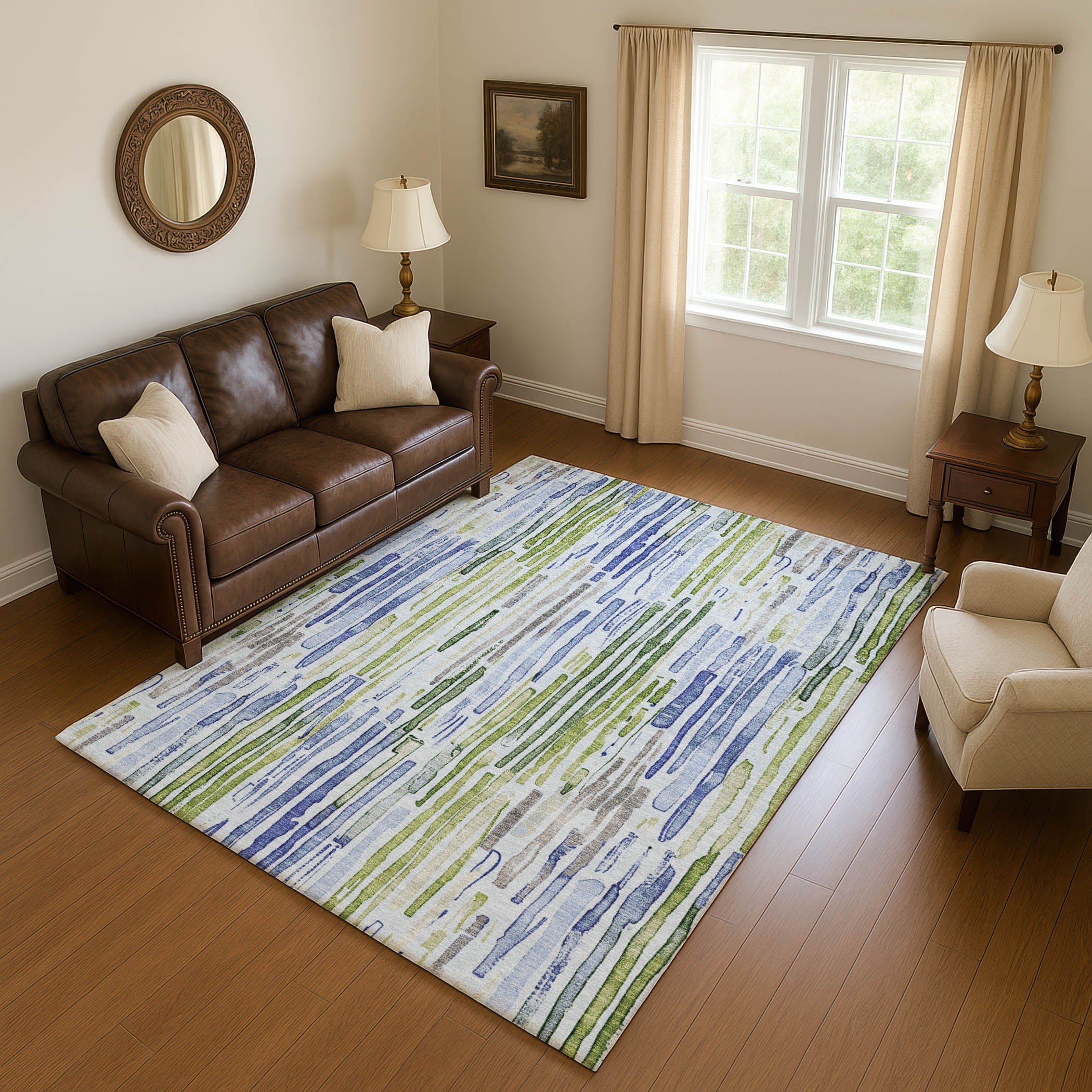 Prague Machine Washable Transitional Sky Blue Rug 2'6" x 3'10" #shape_Rectangle
