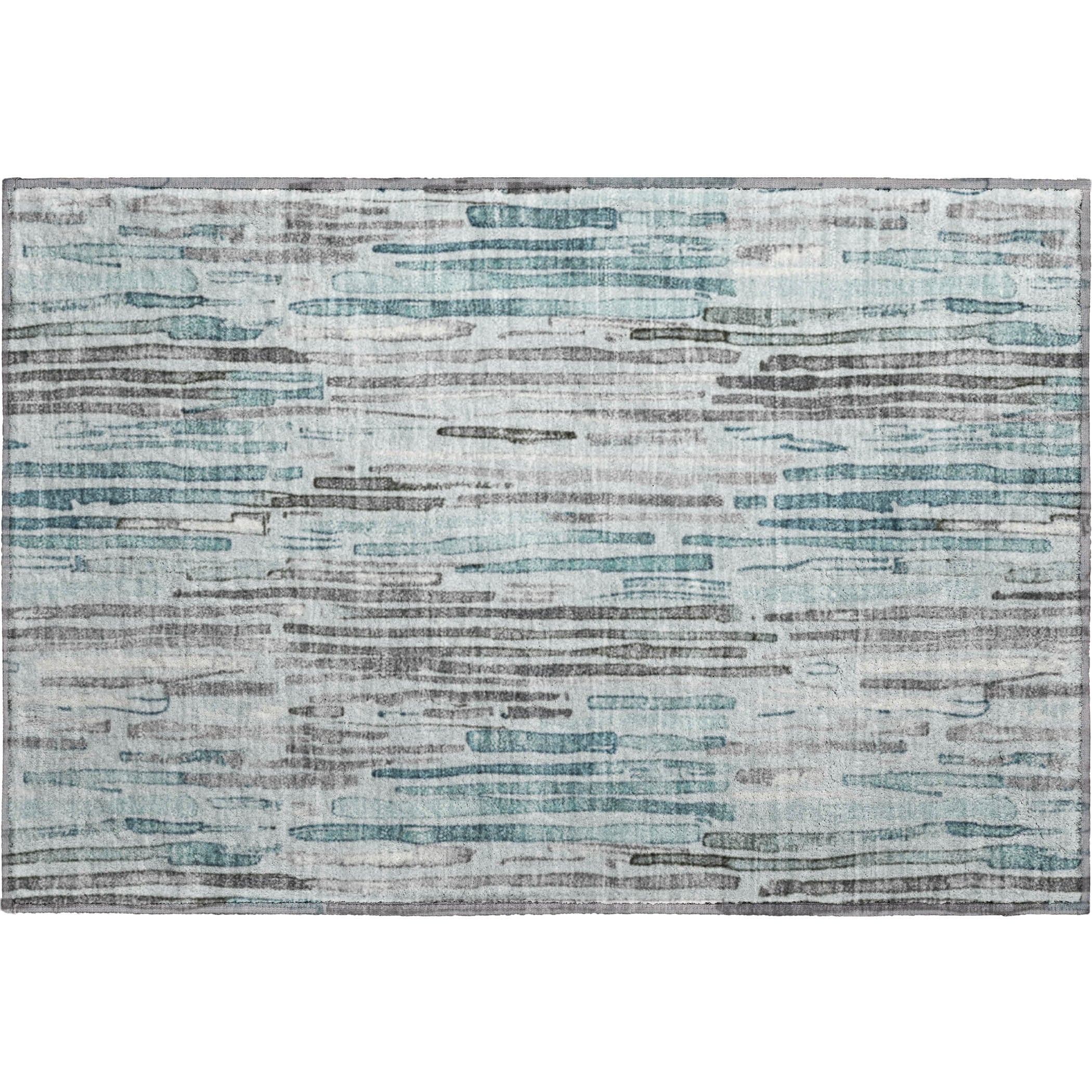 Prague Machine Washable Transitional Teal Rug 1'8" x 2'6" #shape_Rectangle