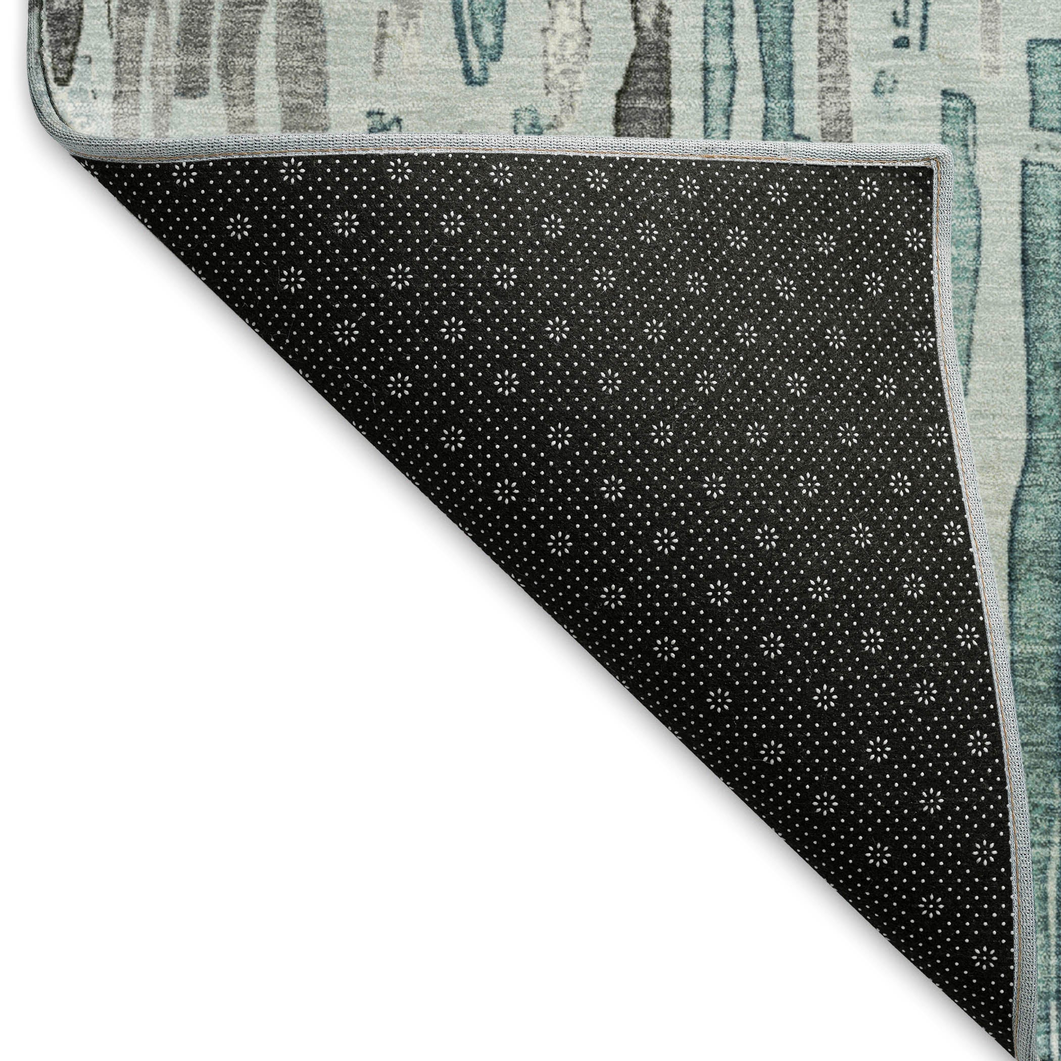 Prague Machine Washable Transitional Teal Rug 1'8" x 2'6" #shape_Rectangle