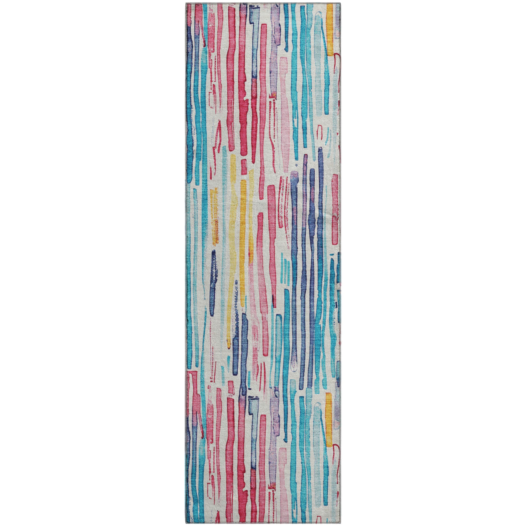 Prague Machine Washable Transitional White Ivory Rug 2'3" x 7'6" #shape_Runner