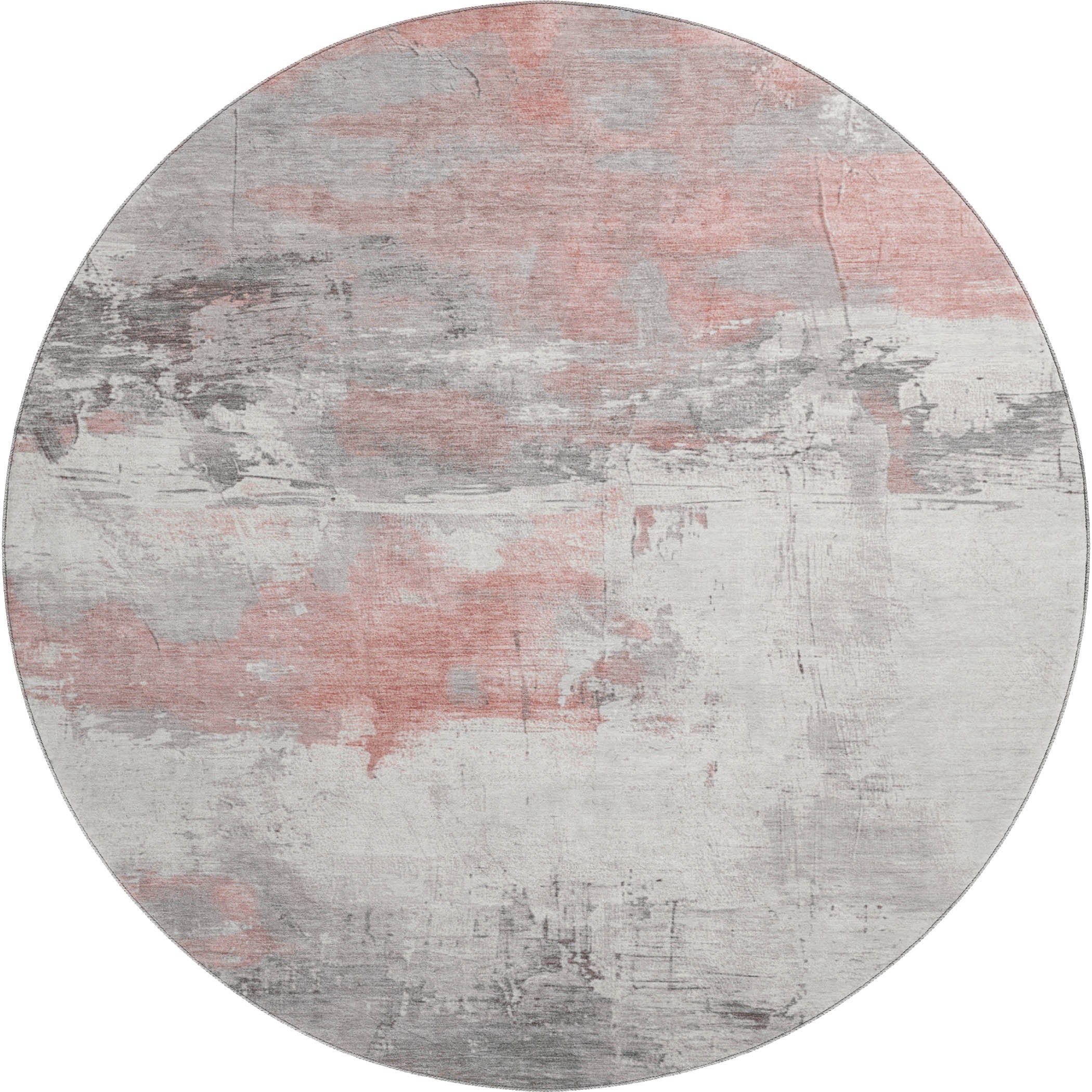 Bern Machine Washable Transitional Coral Orange Rug 8' x 8' #shape_Round