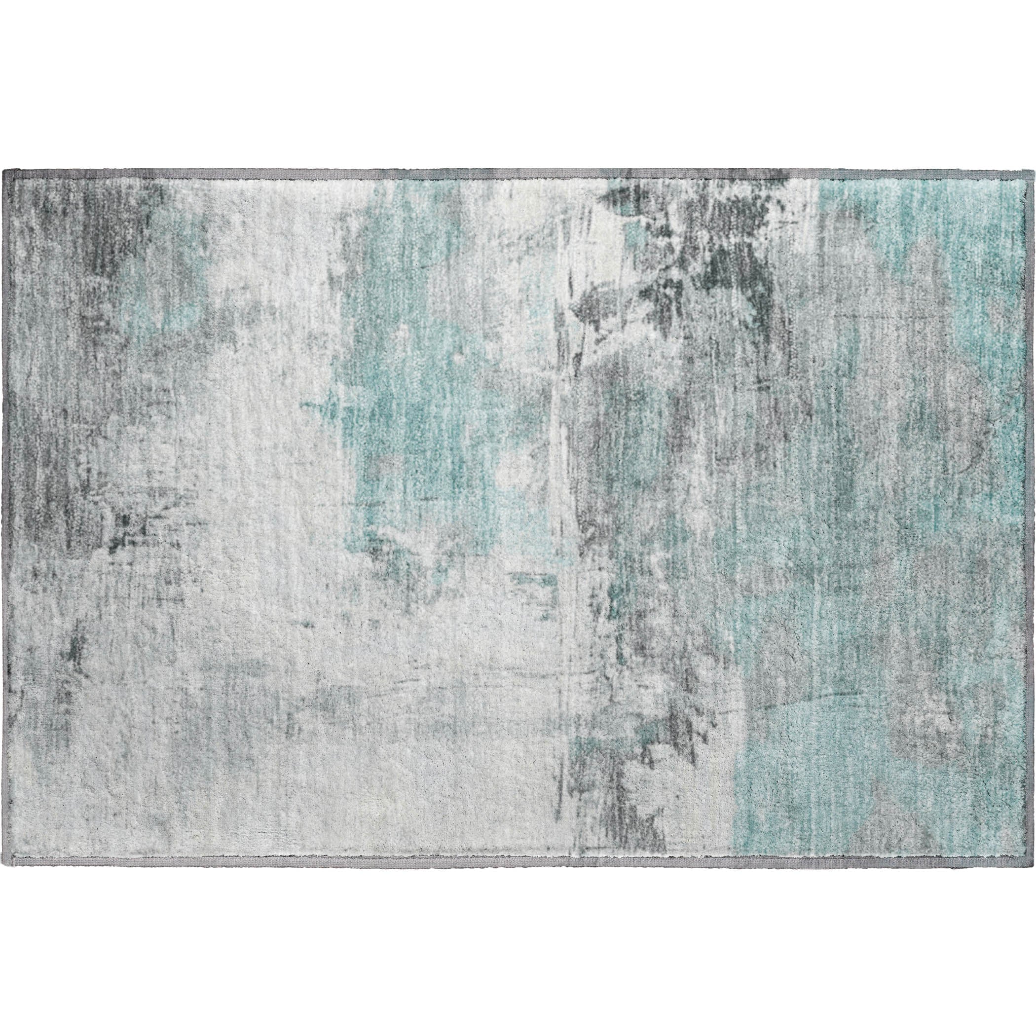 Bern Machine Washable Transitional Teal Rug 1'8" x 2'6" #shape_Rectangle