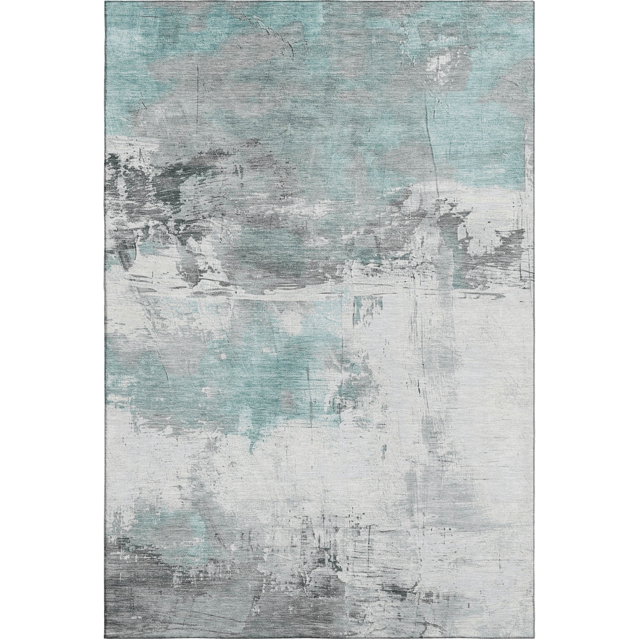 Bern Machine Washable Transitional Teal Rug 2'6" x 3'10" #shape_Rectangle