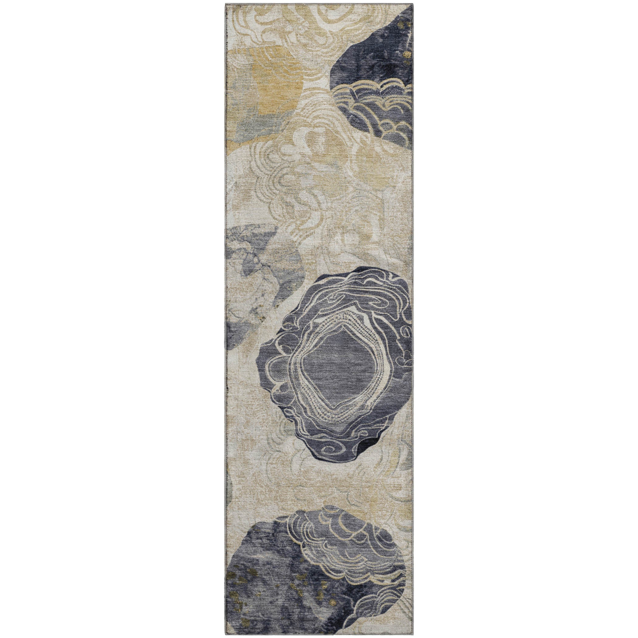 Baku Machine Washable Transitional Ivory Rug 2'3" x 7'6" #shape_Runner