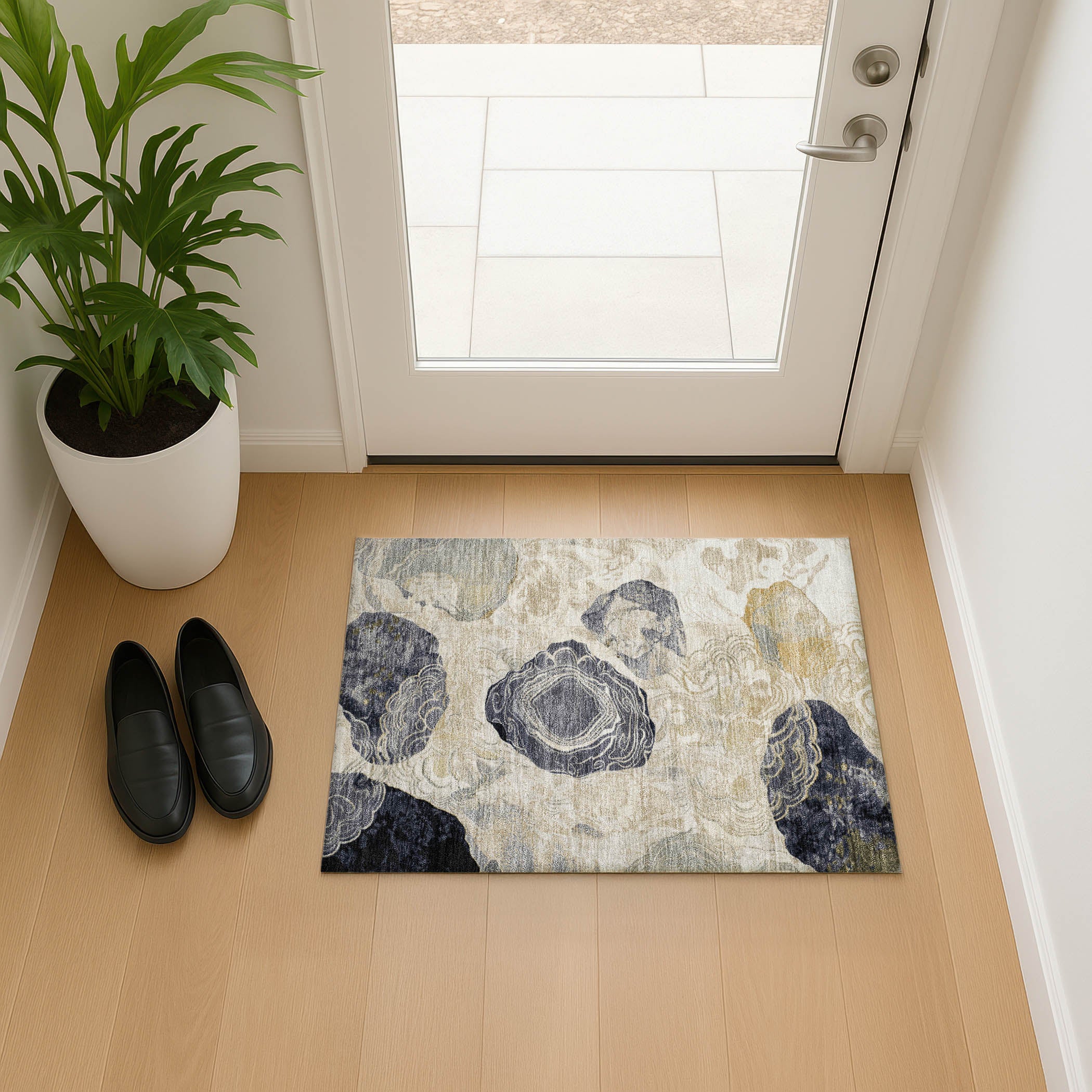 Baku Machine Washable Transitional Ivory Rug 1'8" x 2'6" #shape_Rectangle