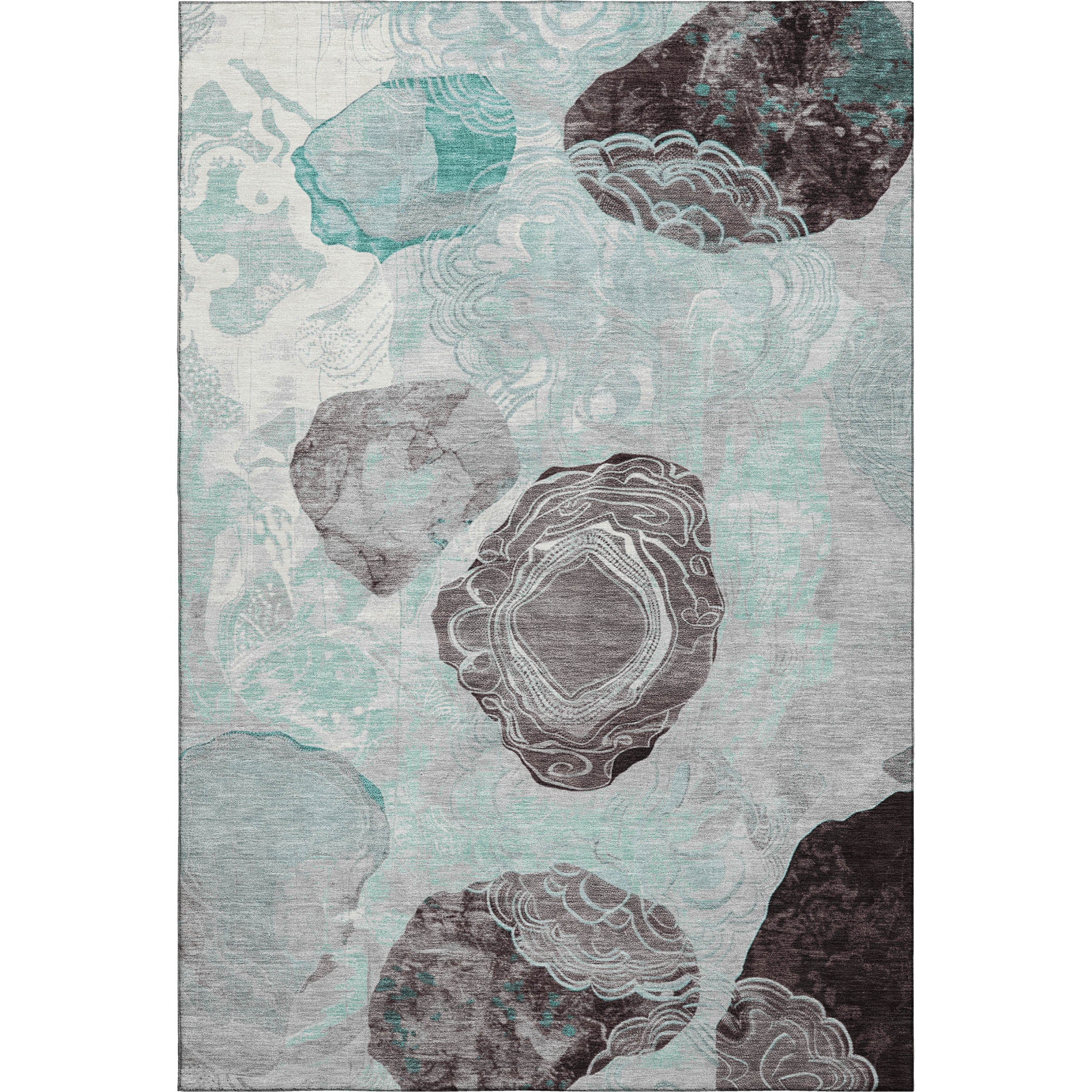 Baku Machine Washable Transitional Teal Rug 2'6" x 3'10" #shape_Rectangle