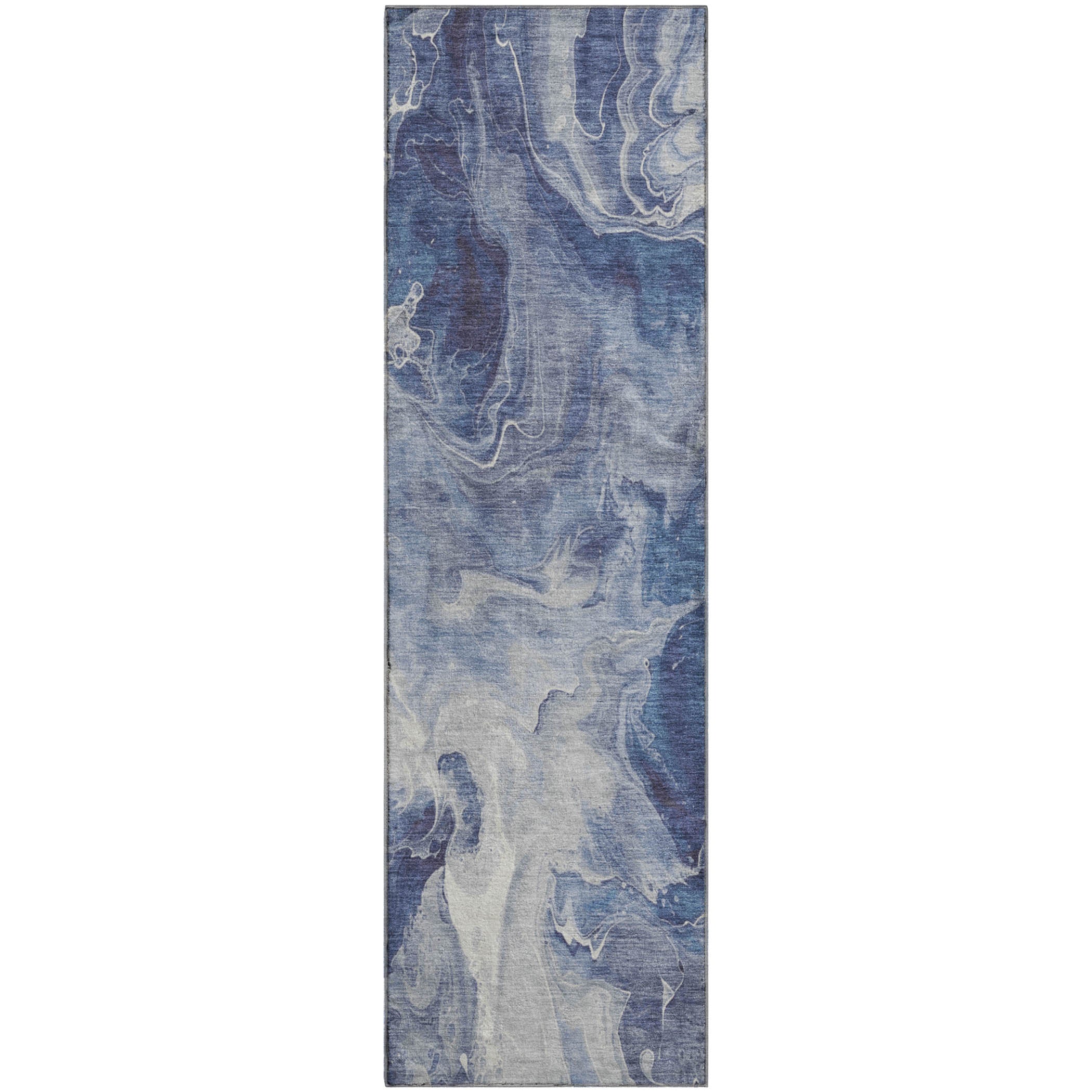 Chiang Mai Machine Washable Transitional Blue Rug 2'3" x 7'6" #shape_Runner