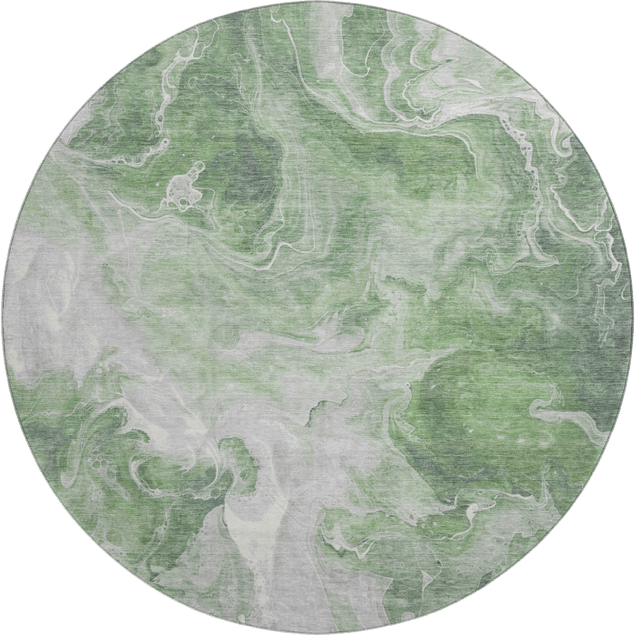 Chiang Mai Machine Washable Transitional Green Rug 8' x 8' #shape_Round
