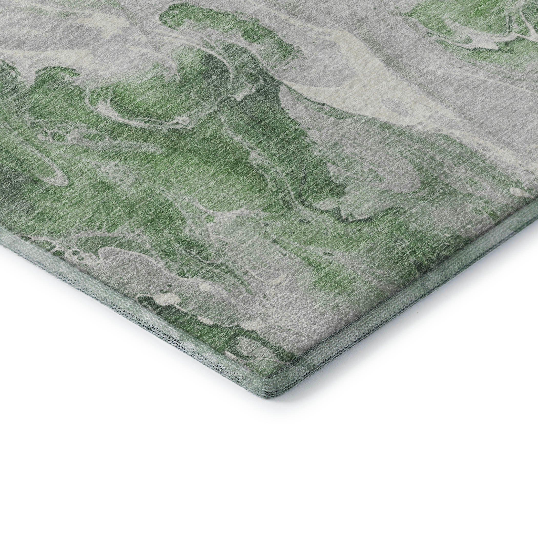 Chiang Mai Machine Washable Transitional Green Rug 1'8" x 2'6" #shape_Rectangle