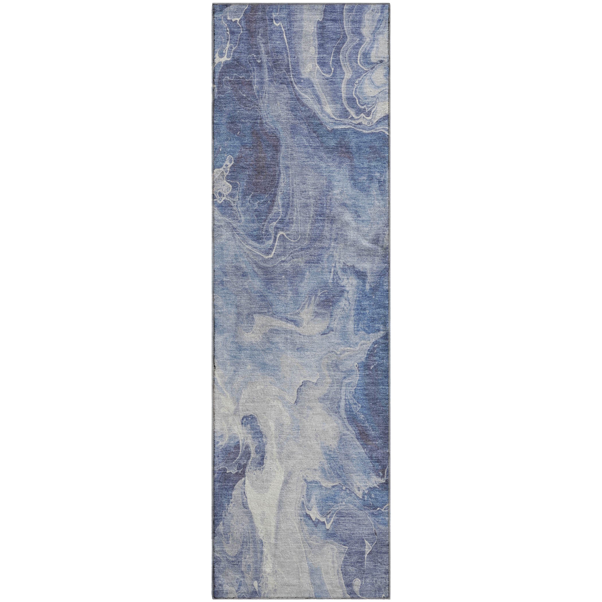 Chiang Mai Machine Washable Transitional Navy Blue Rug 2'3" x 7'6" #shape_Runner