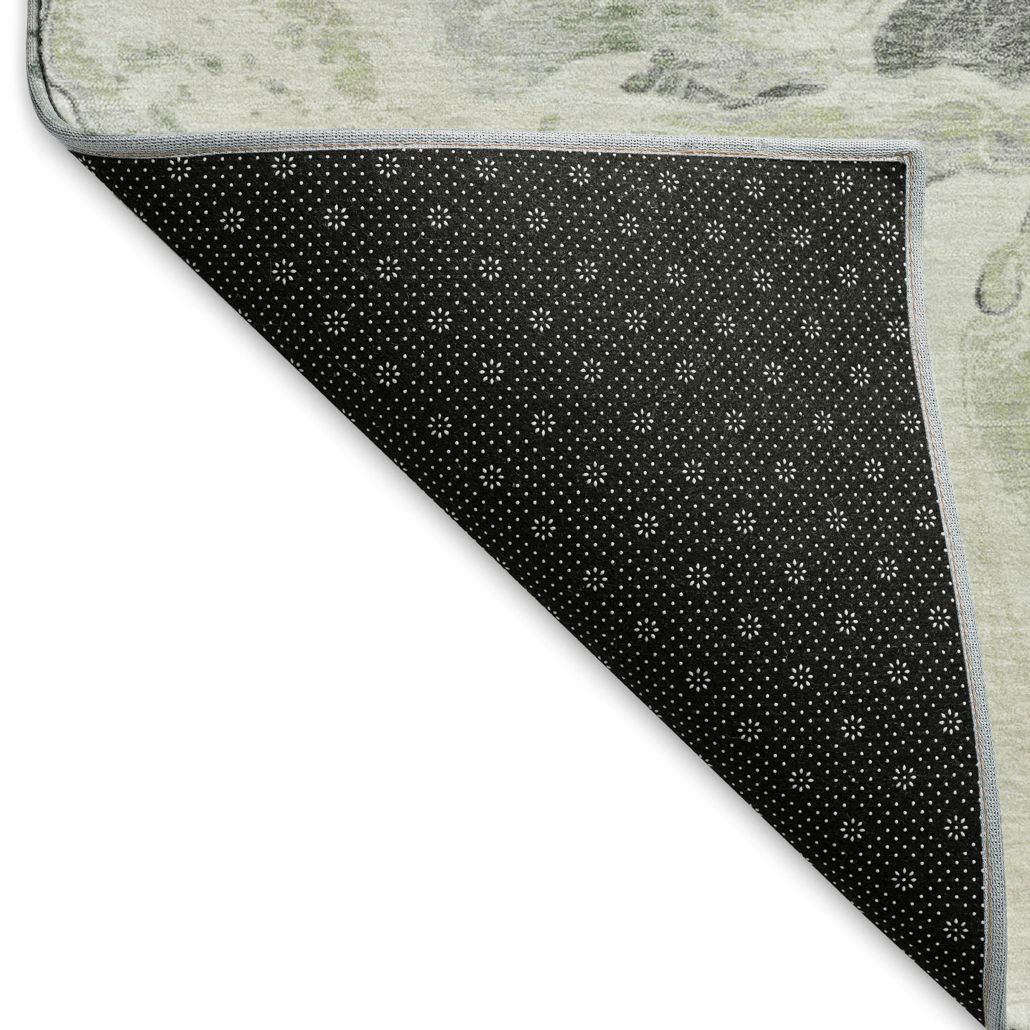 Split Machine Washable Transitional Aloe Green Rug 1'8" x 2'6" #shape_Rectangle