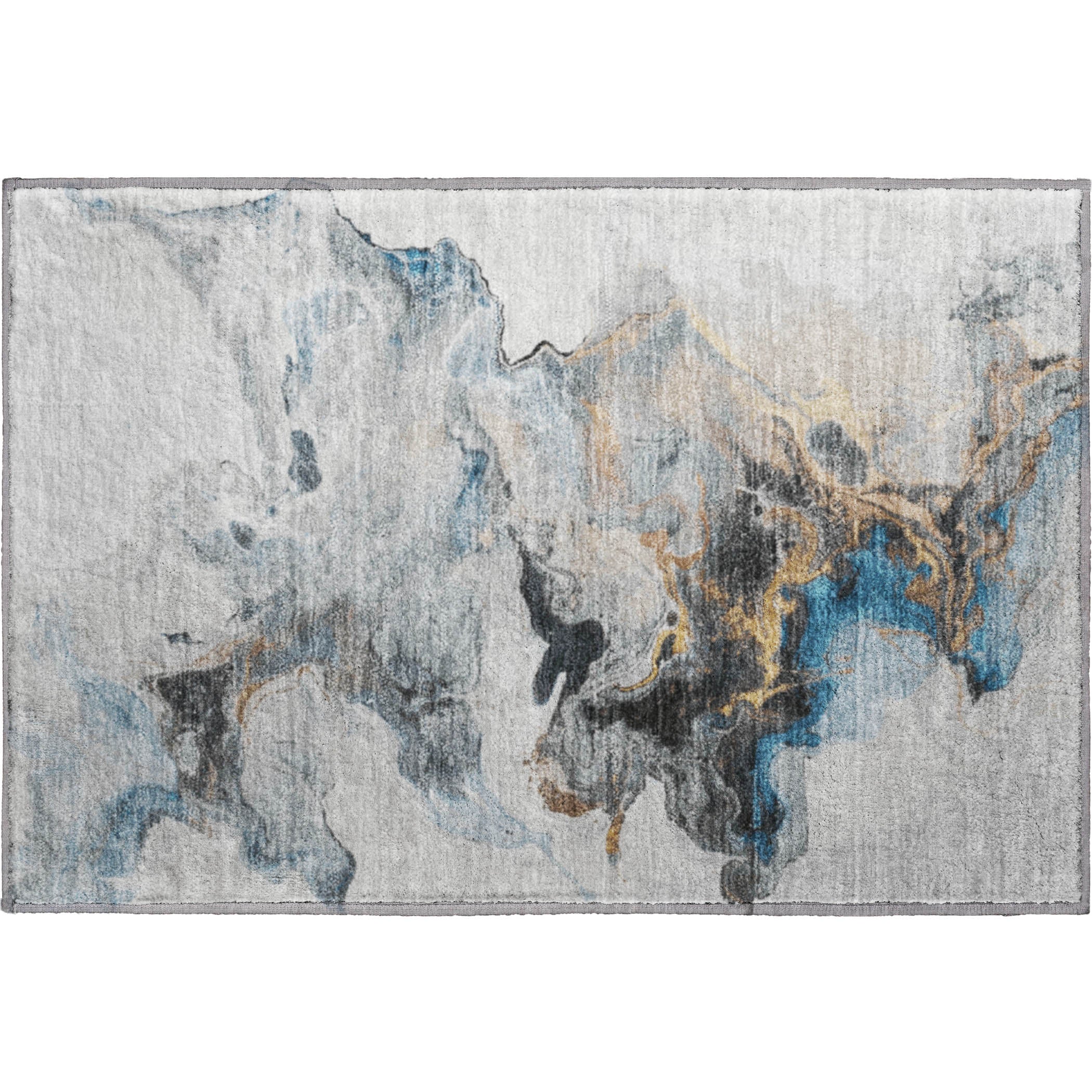 Split Machine Washable Transitional Gray Rug 1'8" x 2'6" #shape_Rectangle