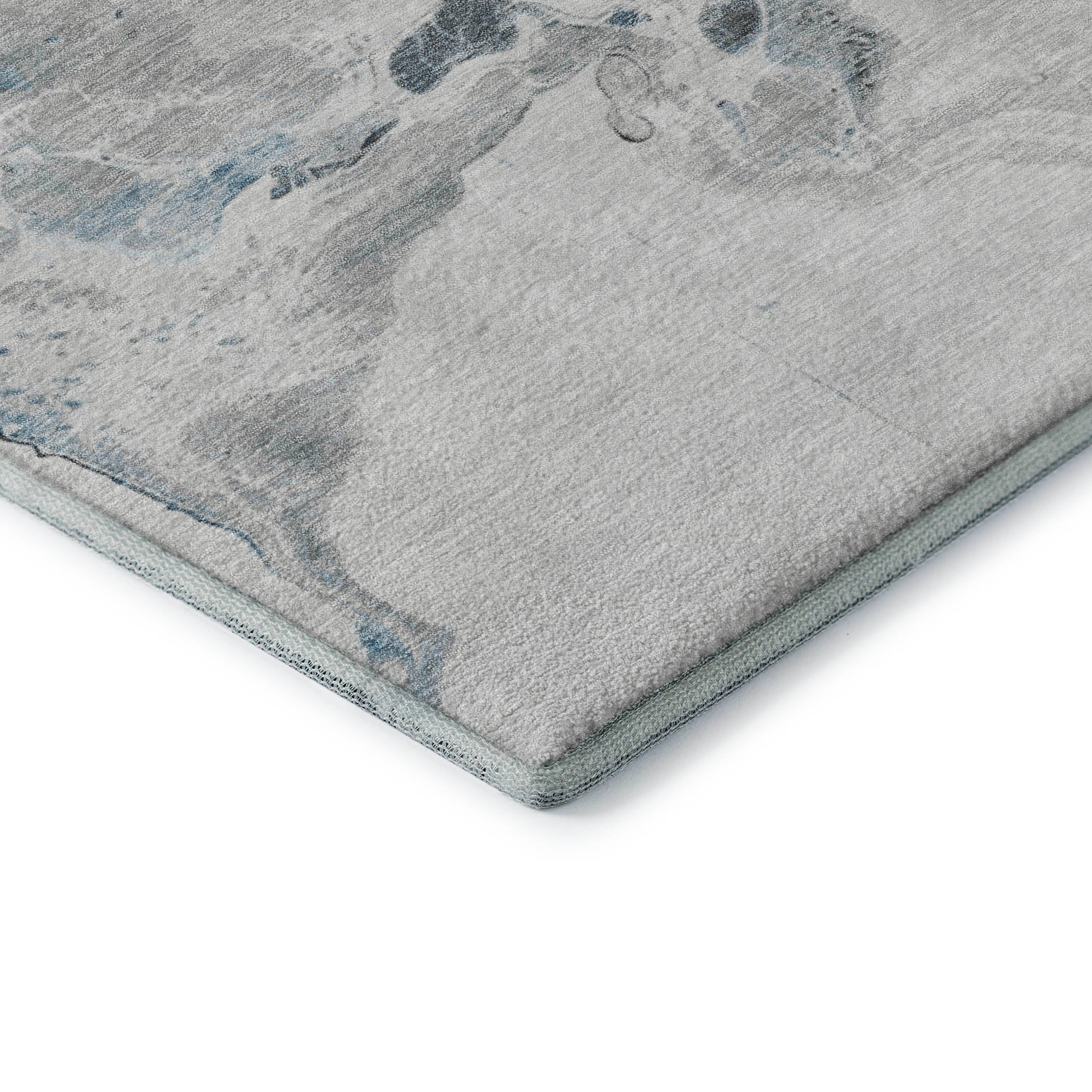Split Machine Washable Transitional Gray Rug 1'8" x 2'6" #shape_Rectangle