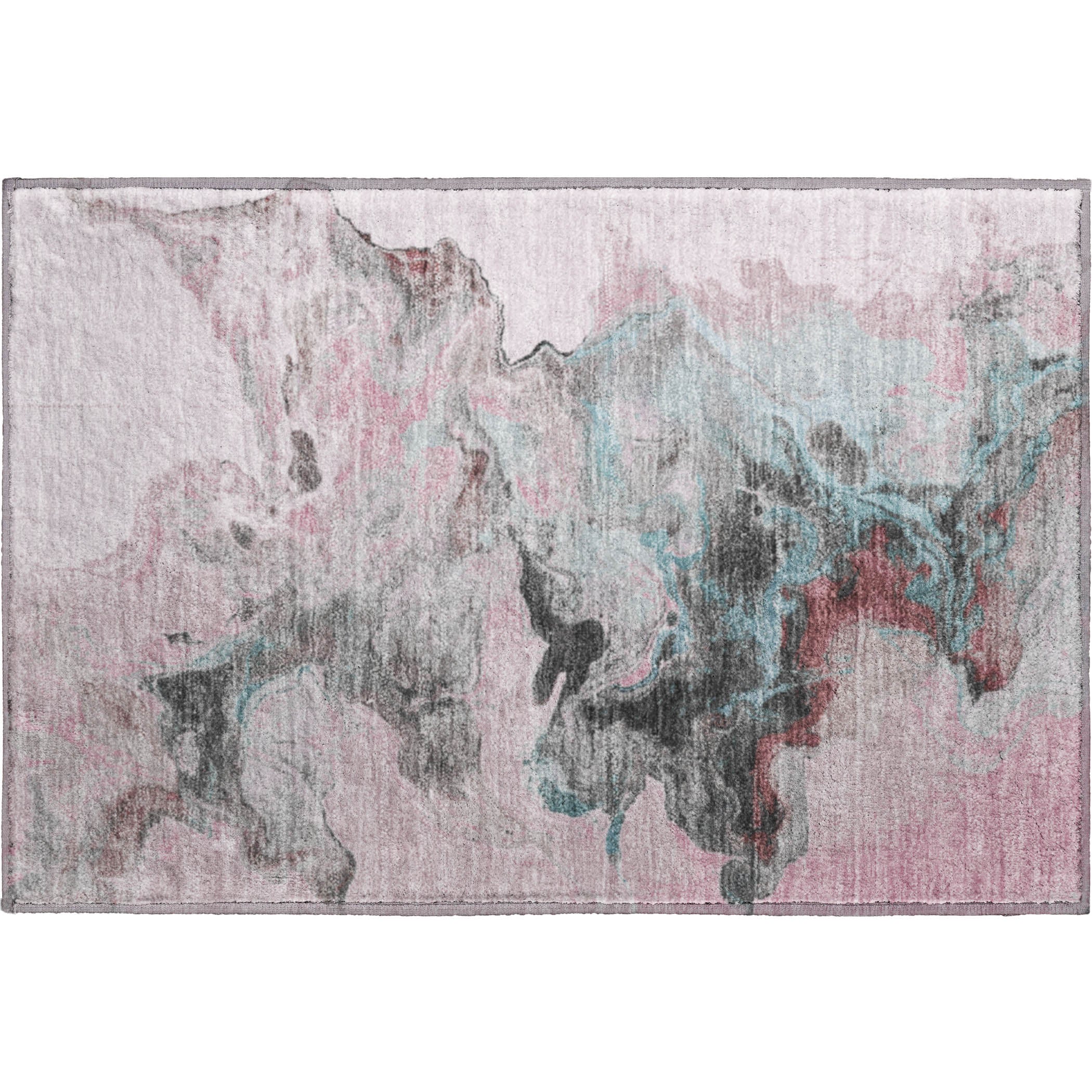Split Machine Washable Transitional Pink Rug 1'8" x 2'6" #shape_Rectangle
