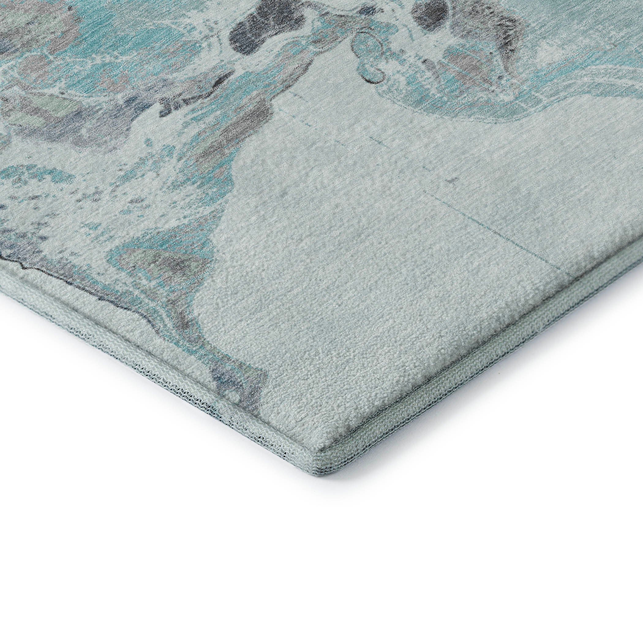 Split Machine Washable Transitional Teal Rug 1'8" x 2'6" #shape_Rectangle